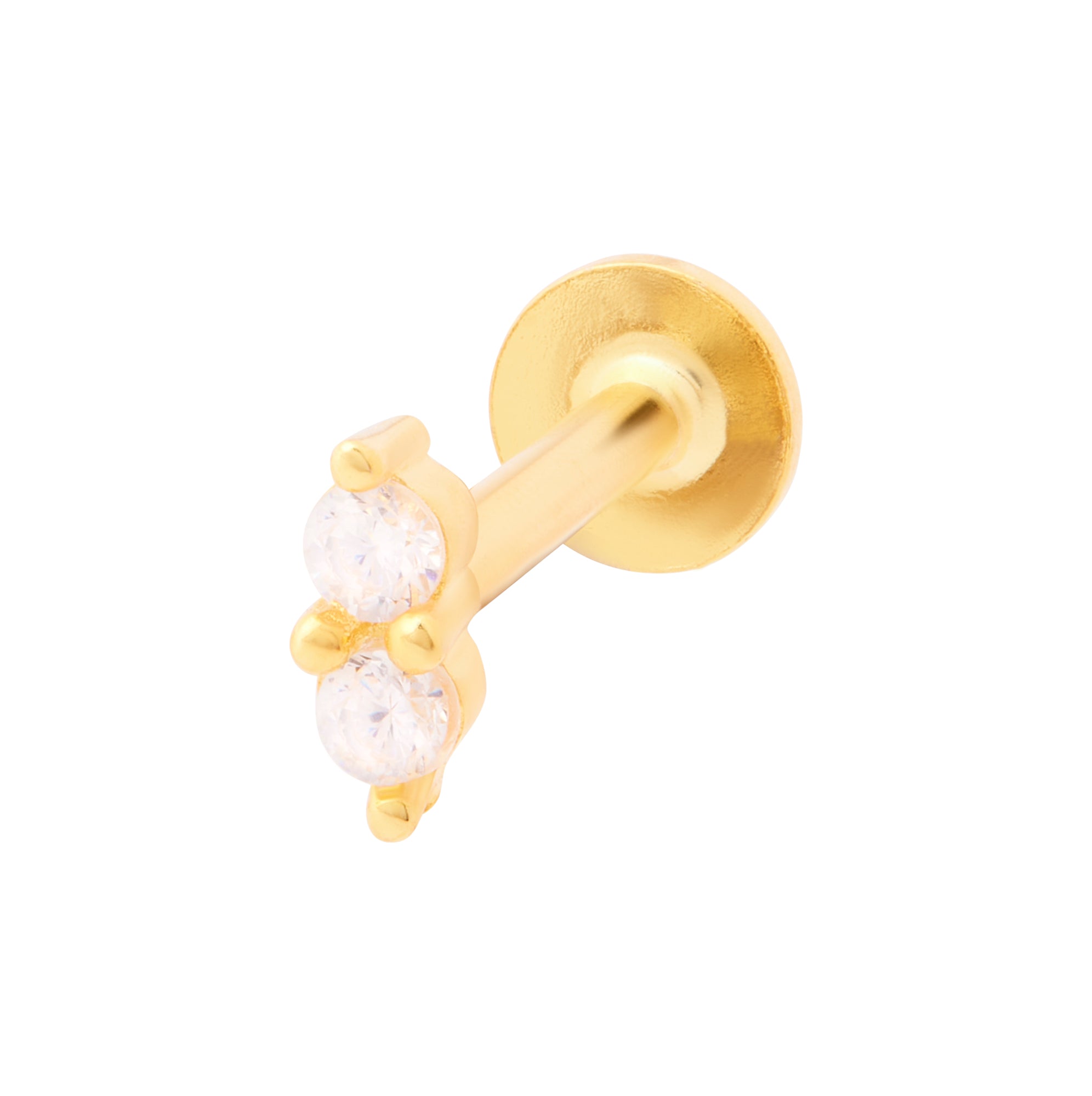 Duo Sparkle Labret Stud 6mm - Gold