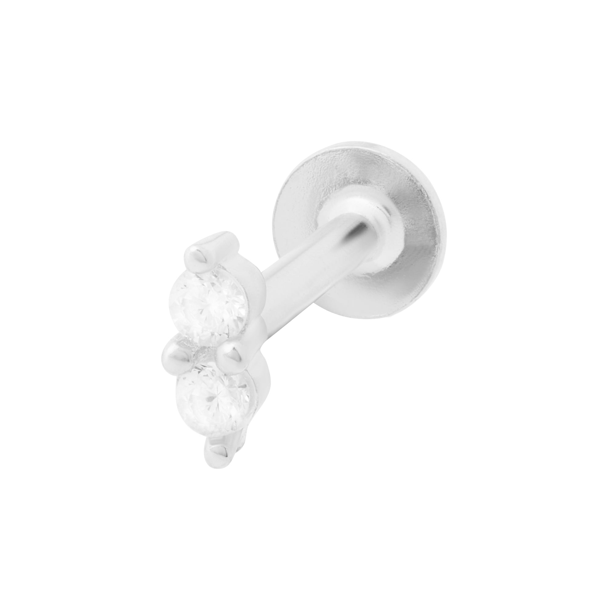 Duo Sparkle Labret Stud 6mm - Silver