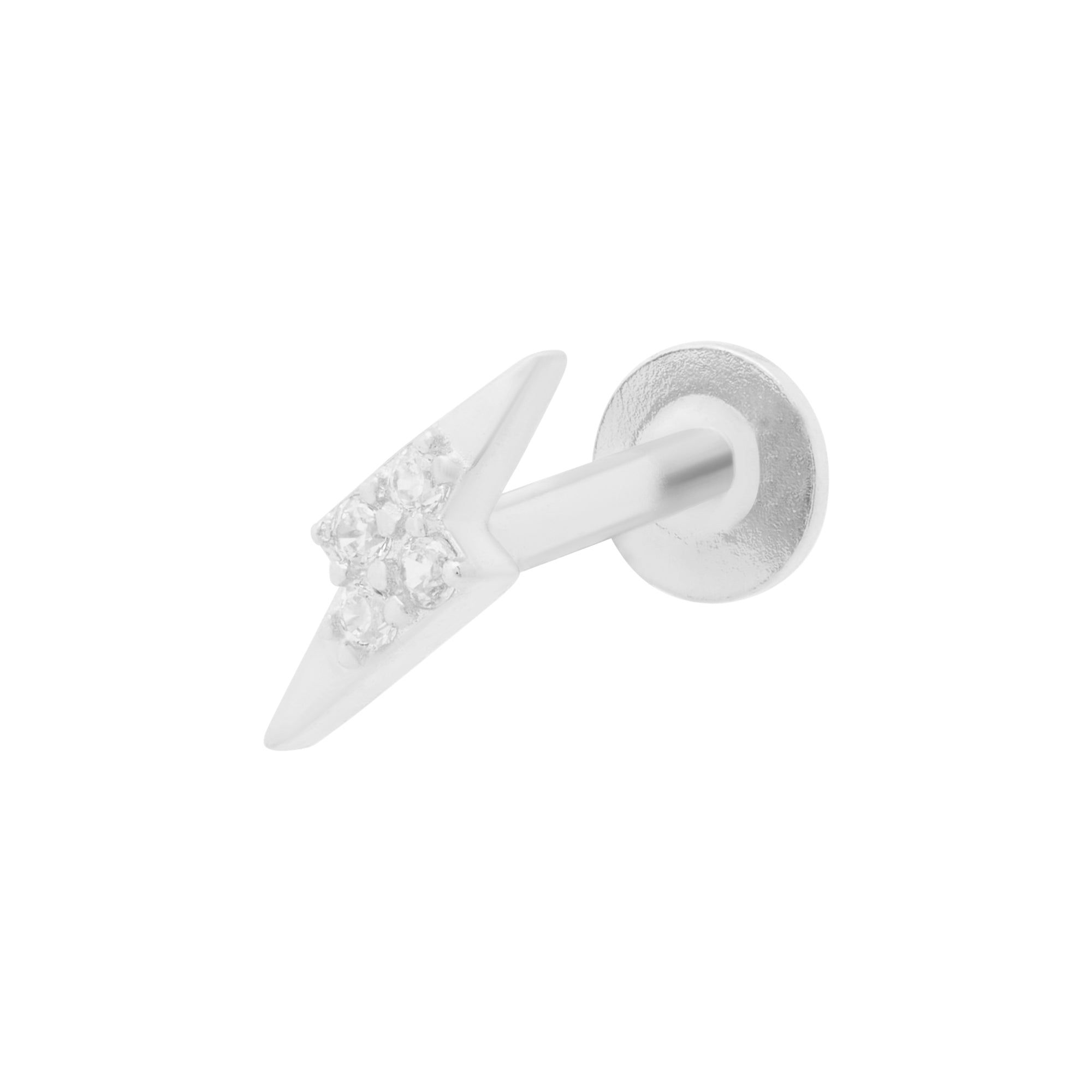 Lightning Bolt Labret Stud 8mm - Silver