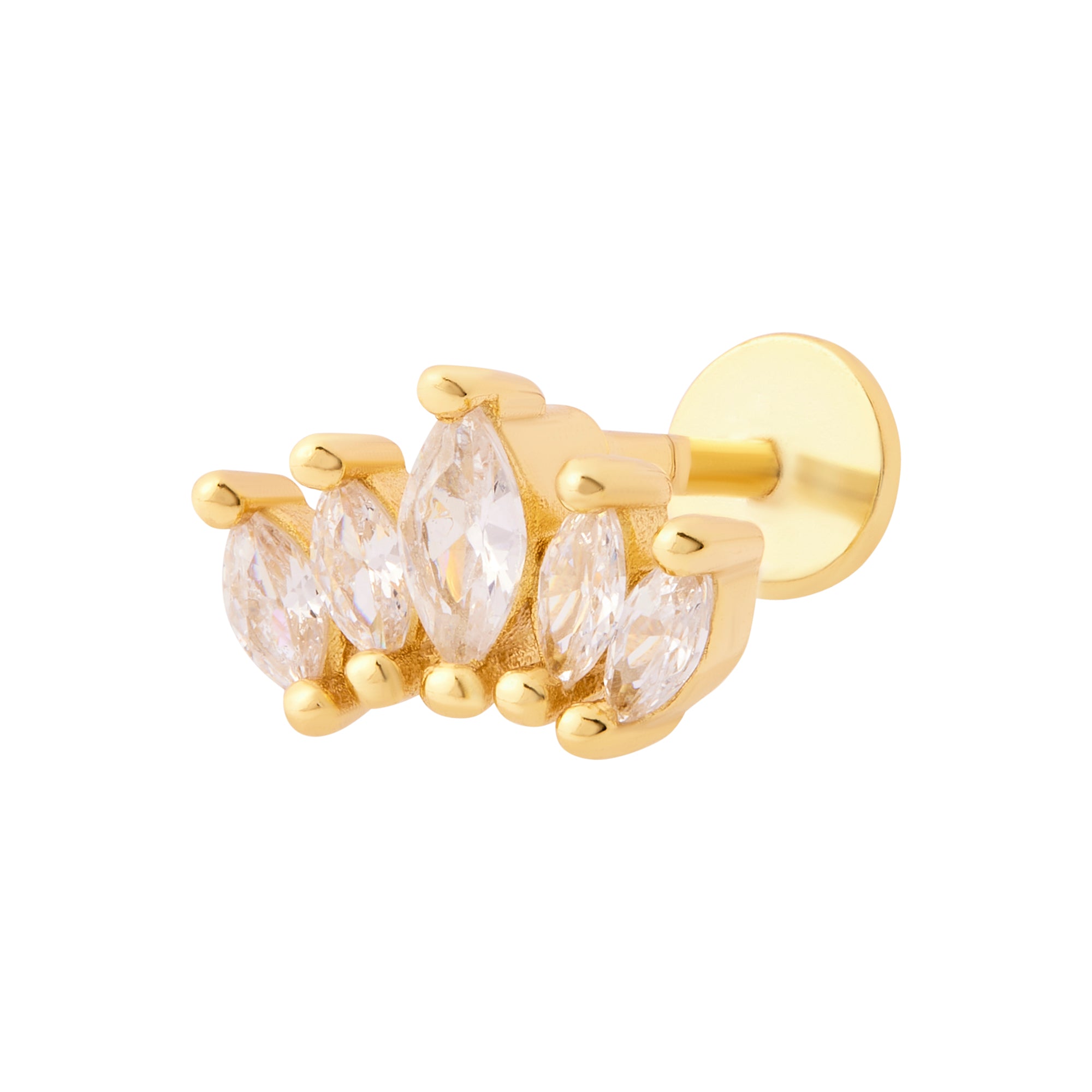 Lotus Flat Back Labret Stud - Gold