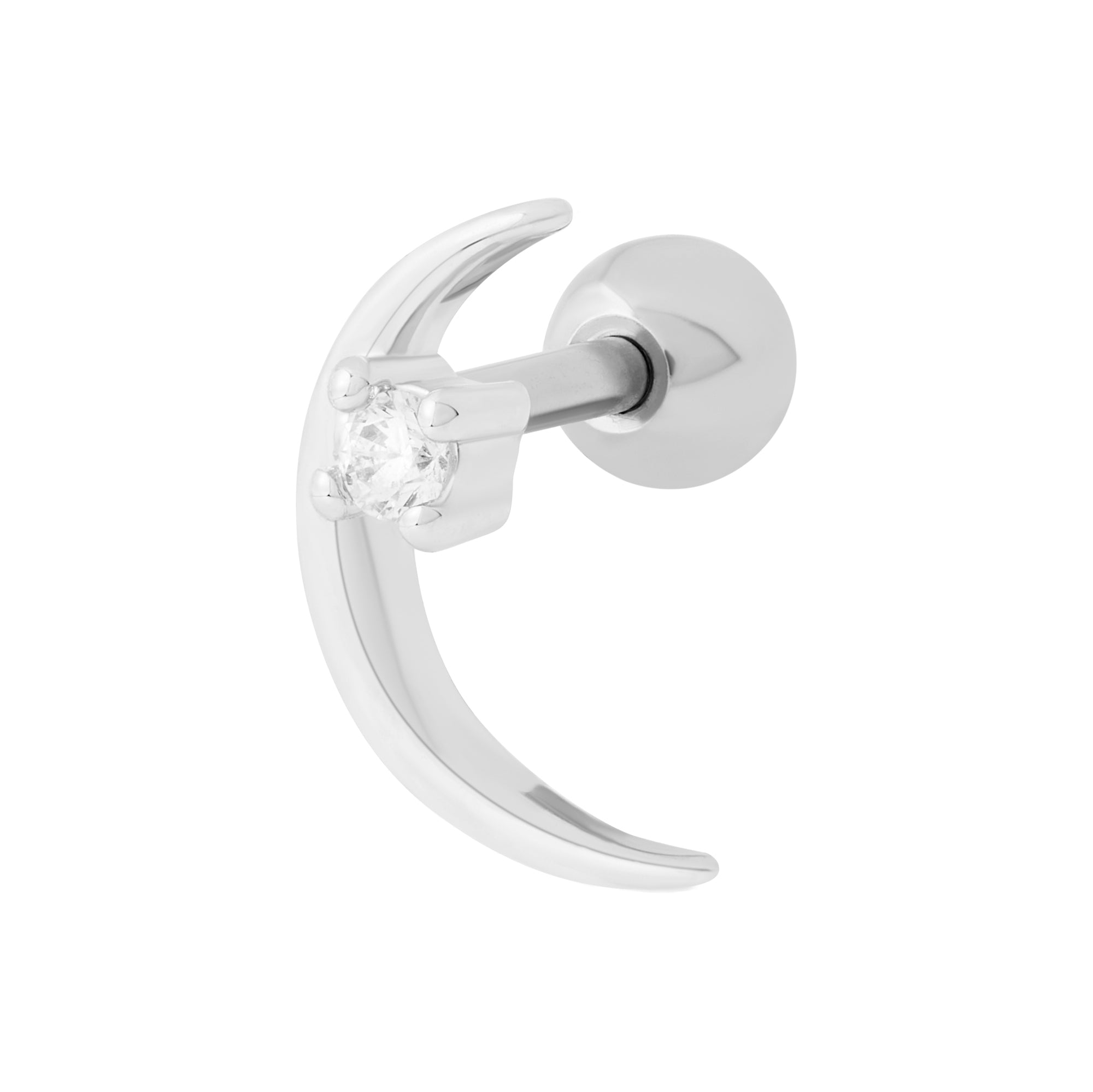 Lunula Sparkle Barbell Stud in Silver