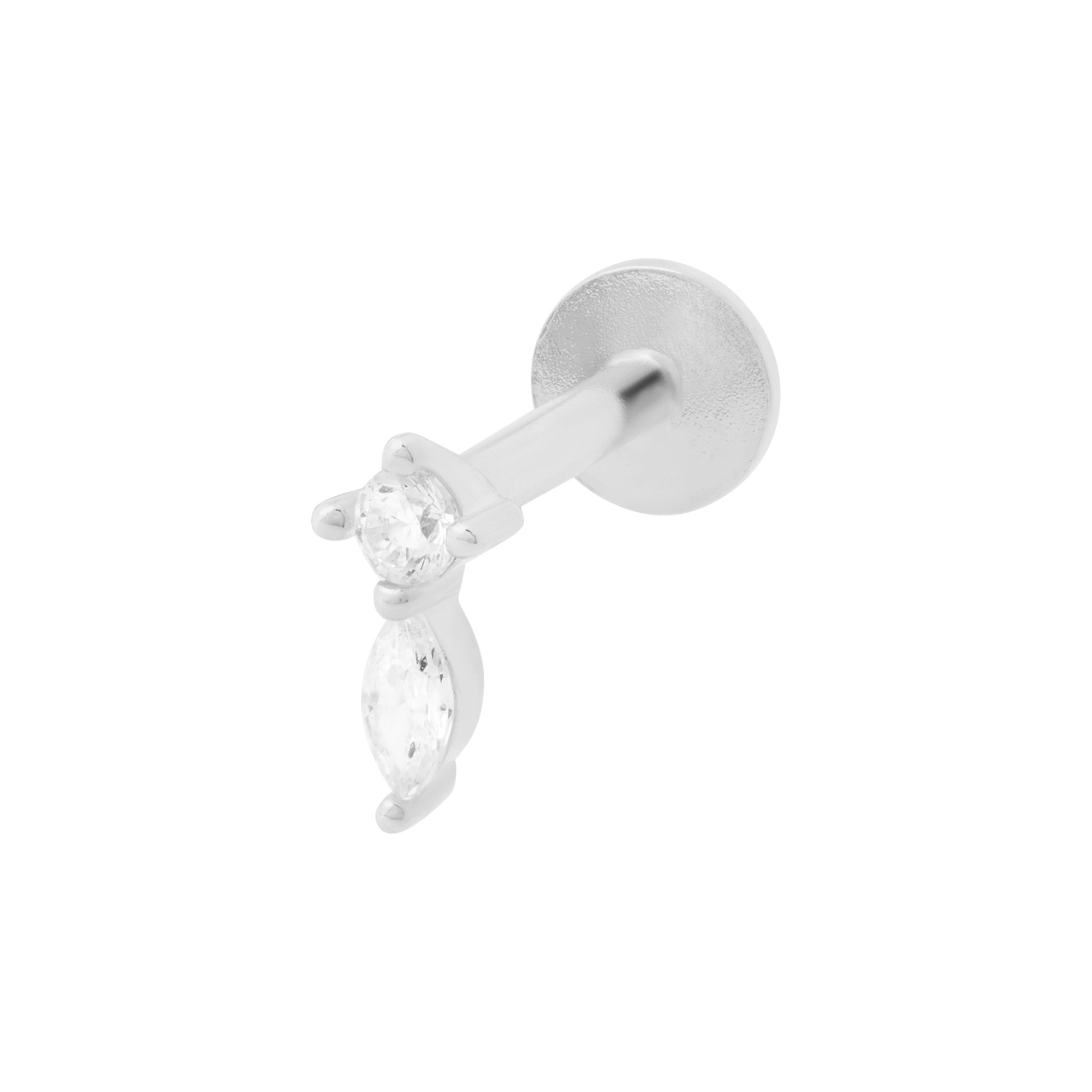 Marquise Drop Labret Stud 6mm - Silver