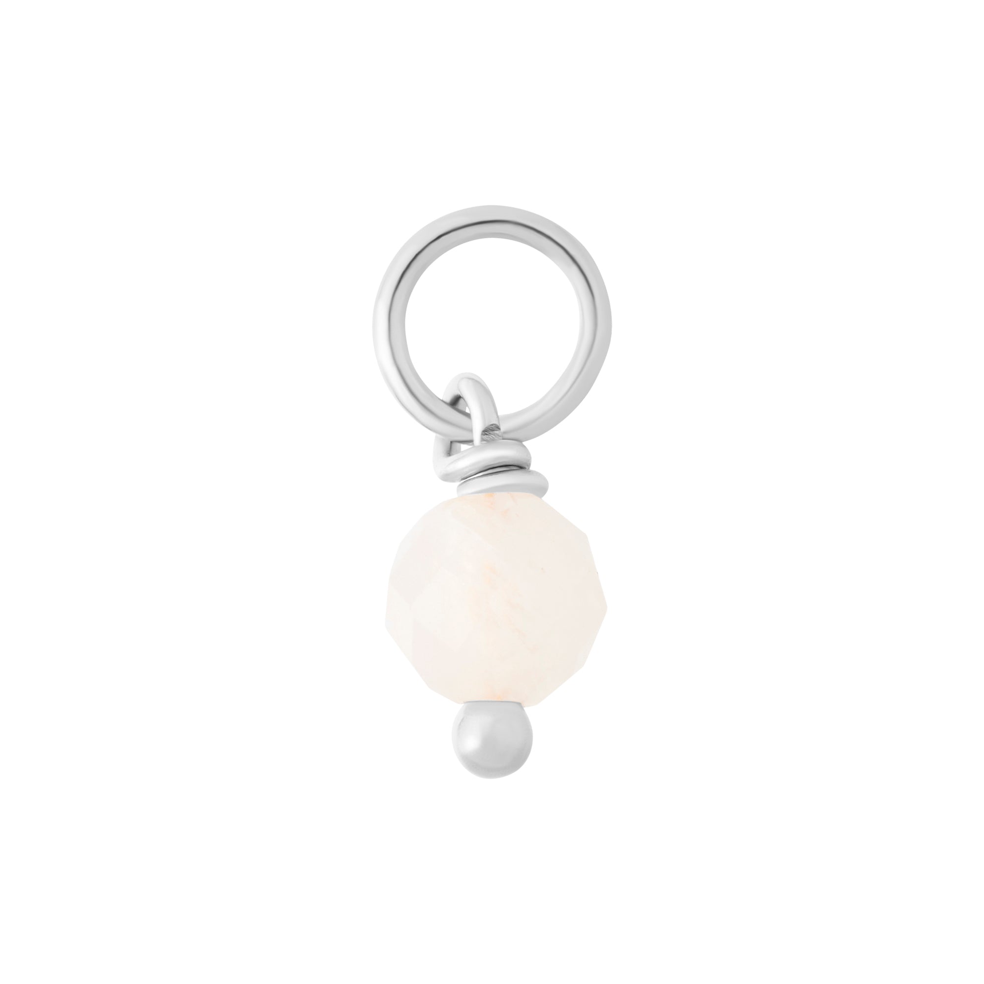 Moonstone Sphere Crystal Charm - Silver