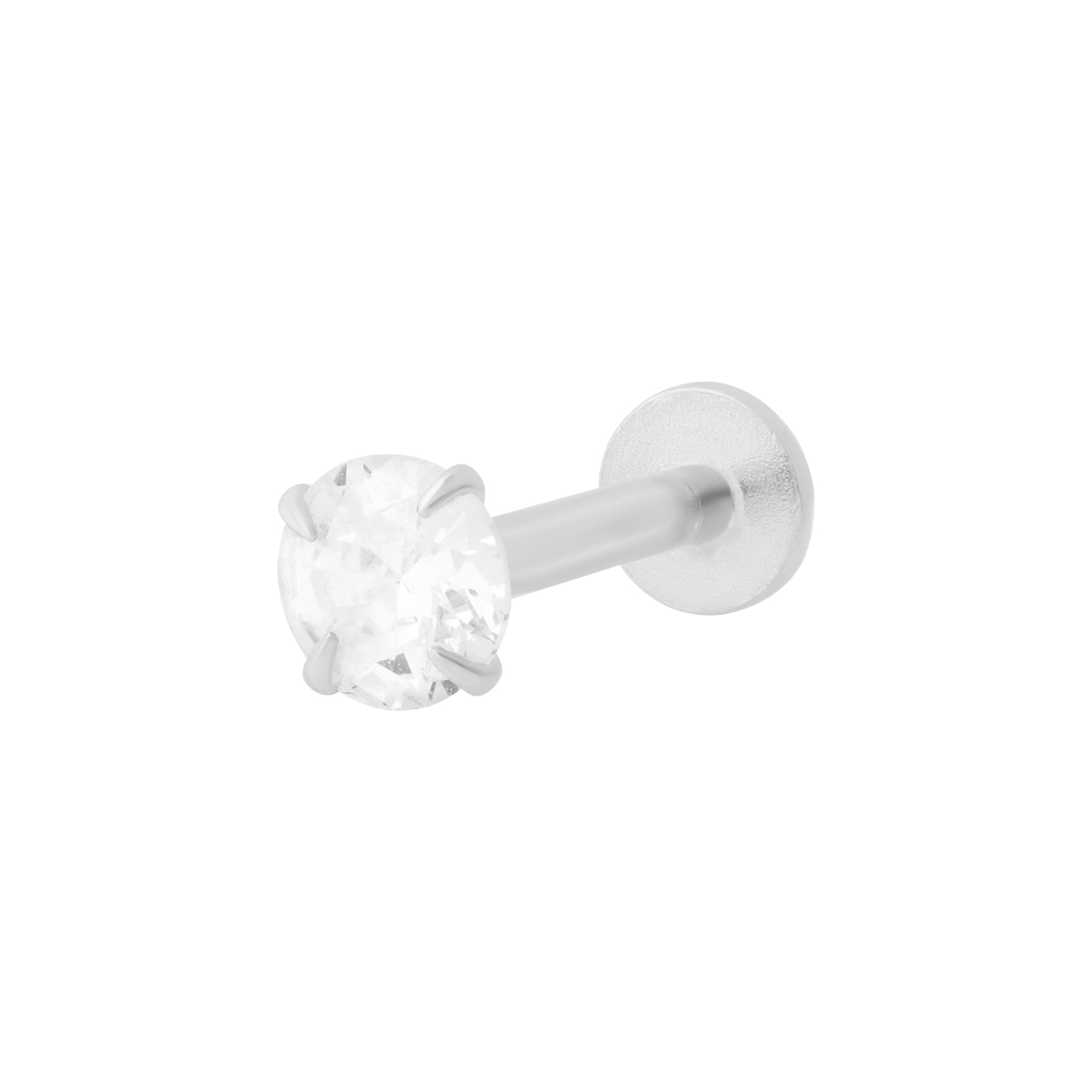 Sparkle Flat Back Labret Stud Medium - Silver