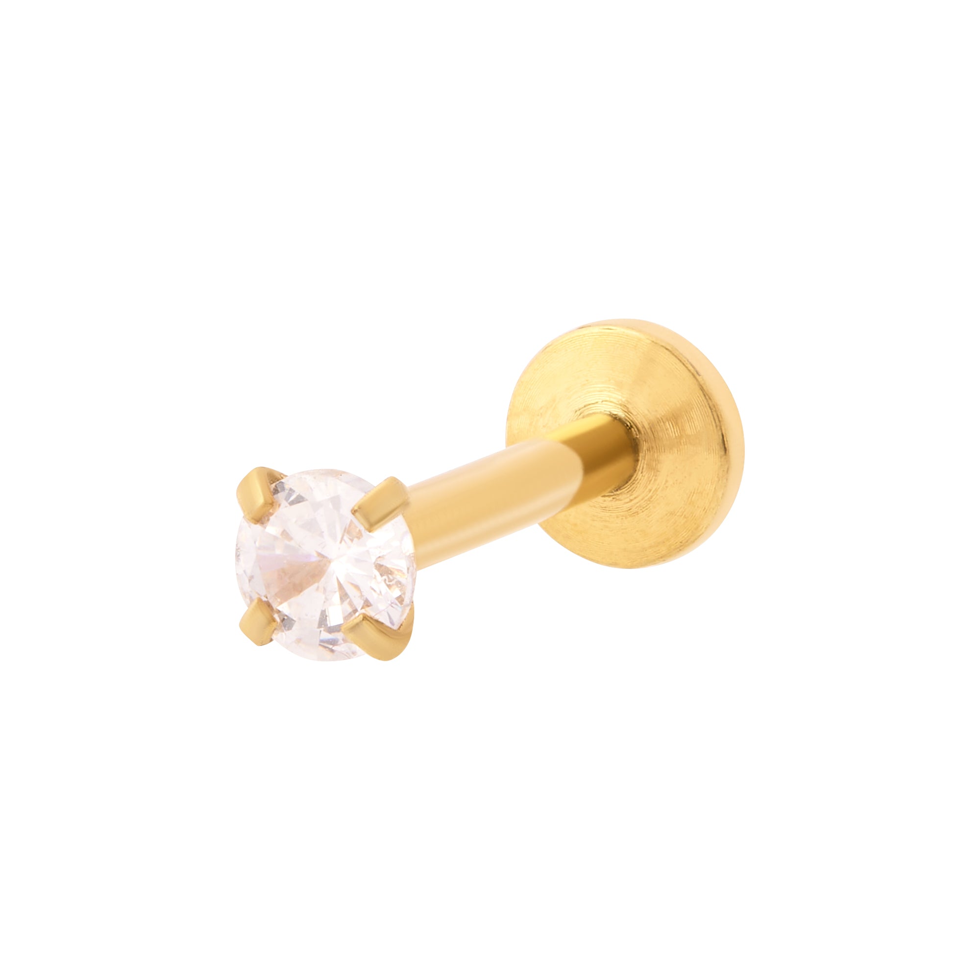 Sparkle Flat Back Labret Stud Small - Gold