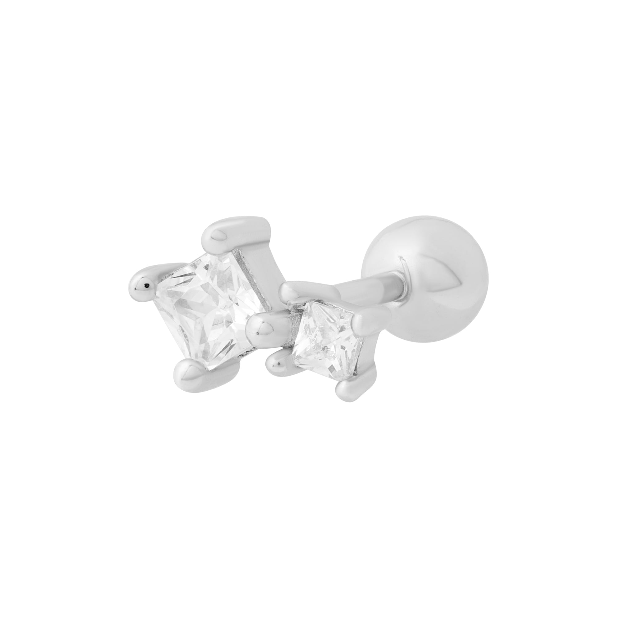 Stacked Barbell Stud in Silver