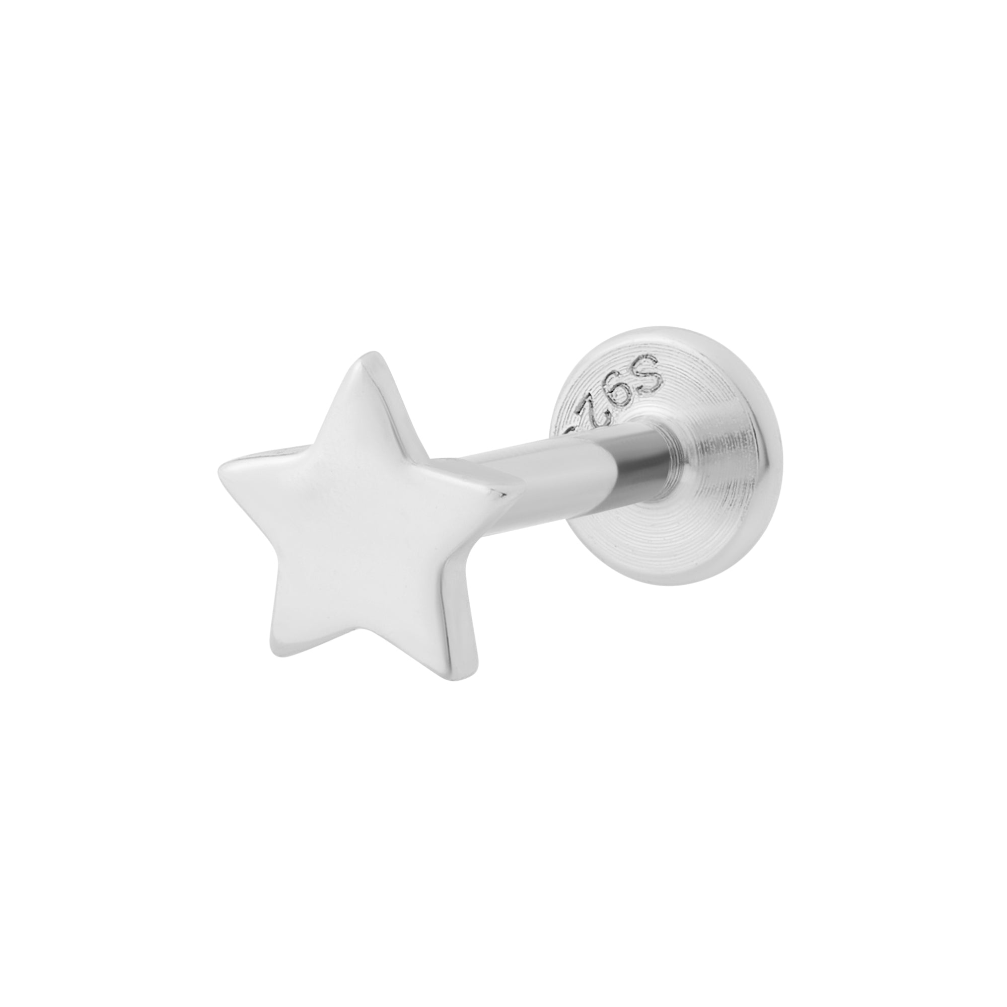Star Flat Back Labret Stud - Silver