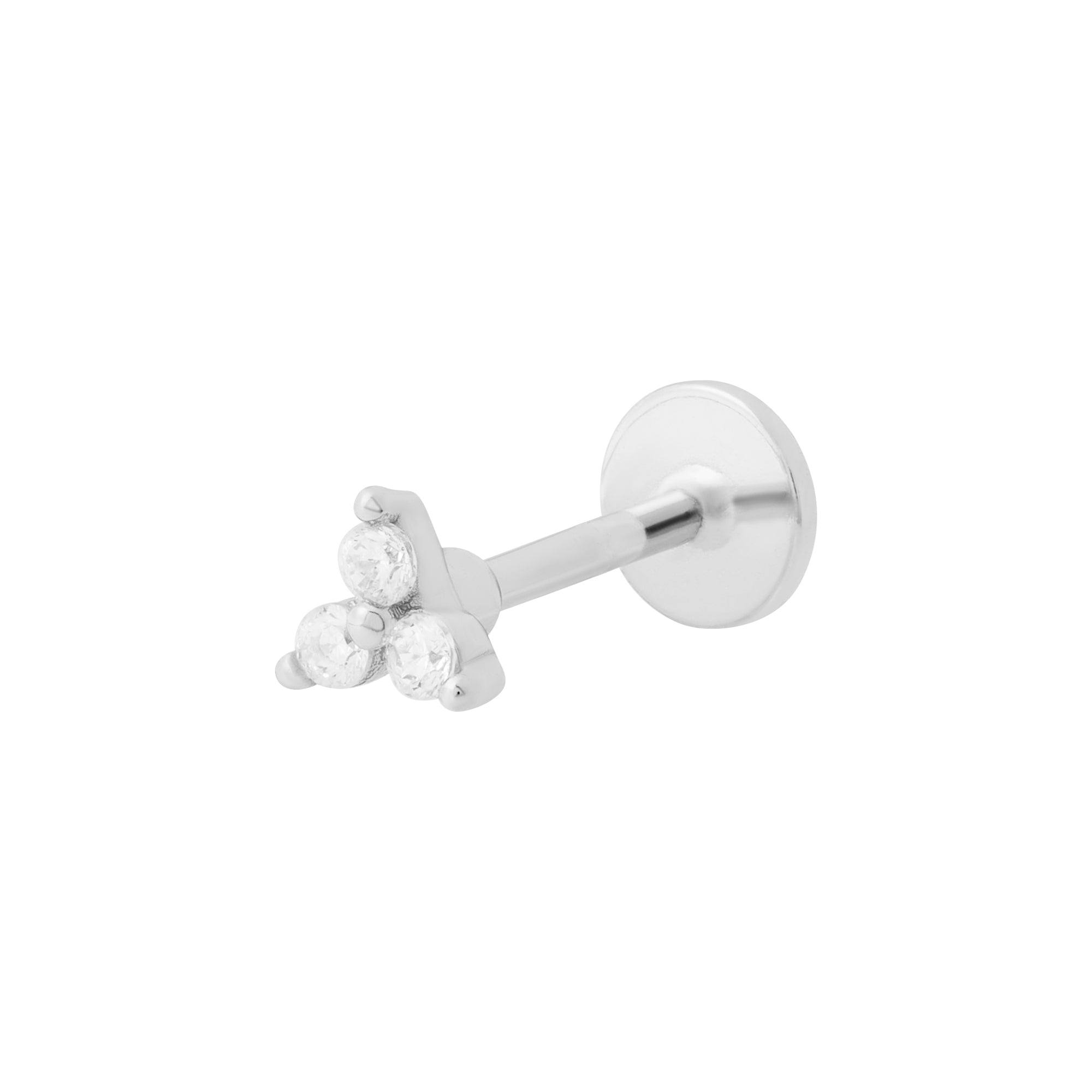 Trinity Flat Back Labret Stud - Silver