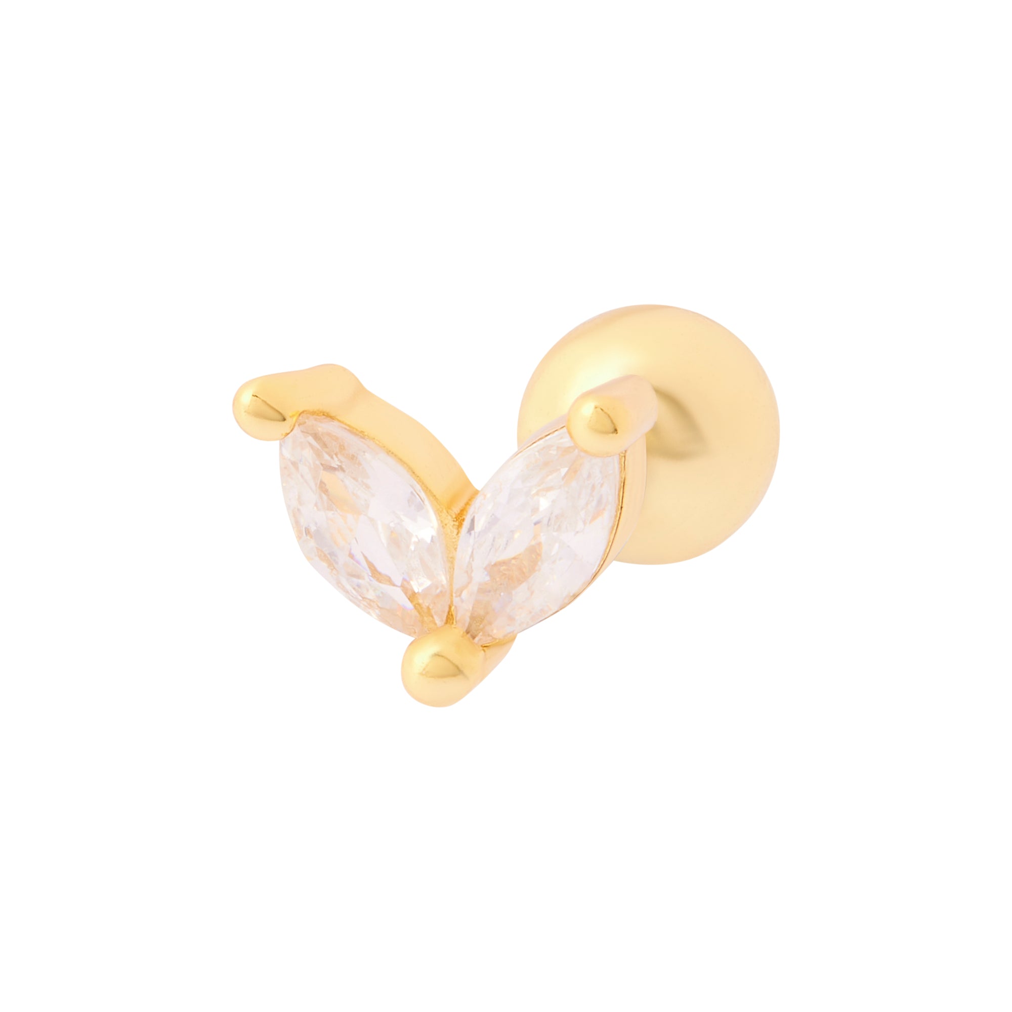 Twin Sparkle Barbell Stud in Gold