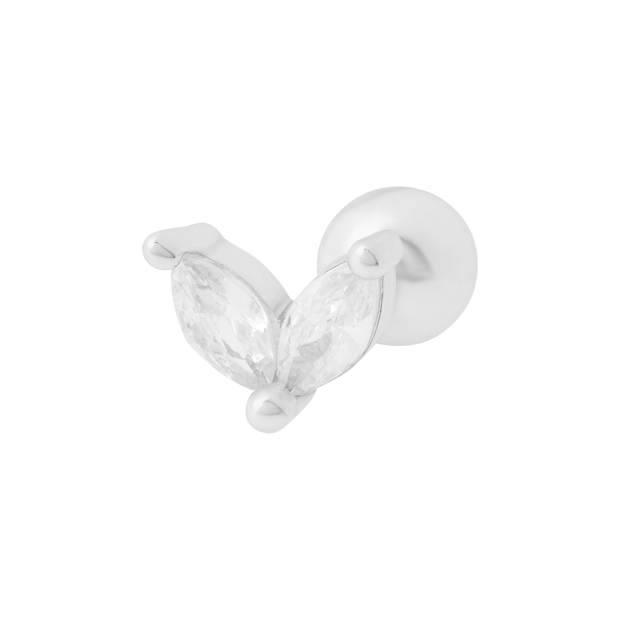 Twin Sparkle Barbell Stud in Silver