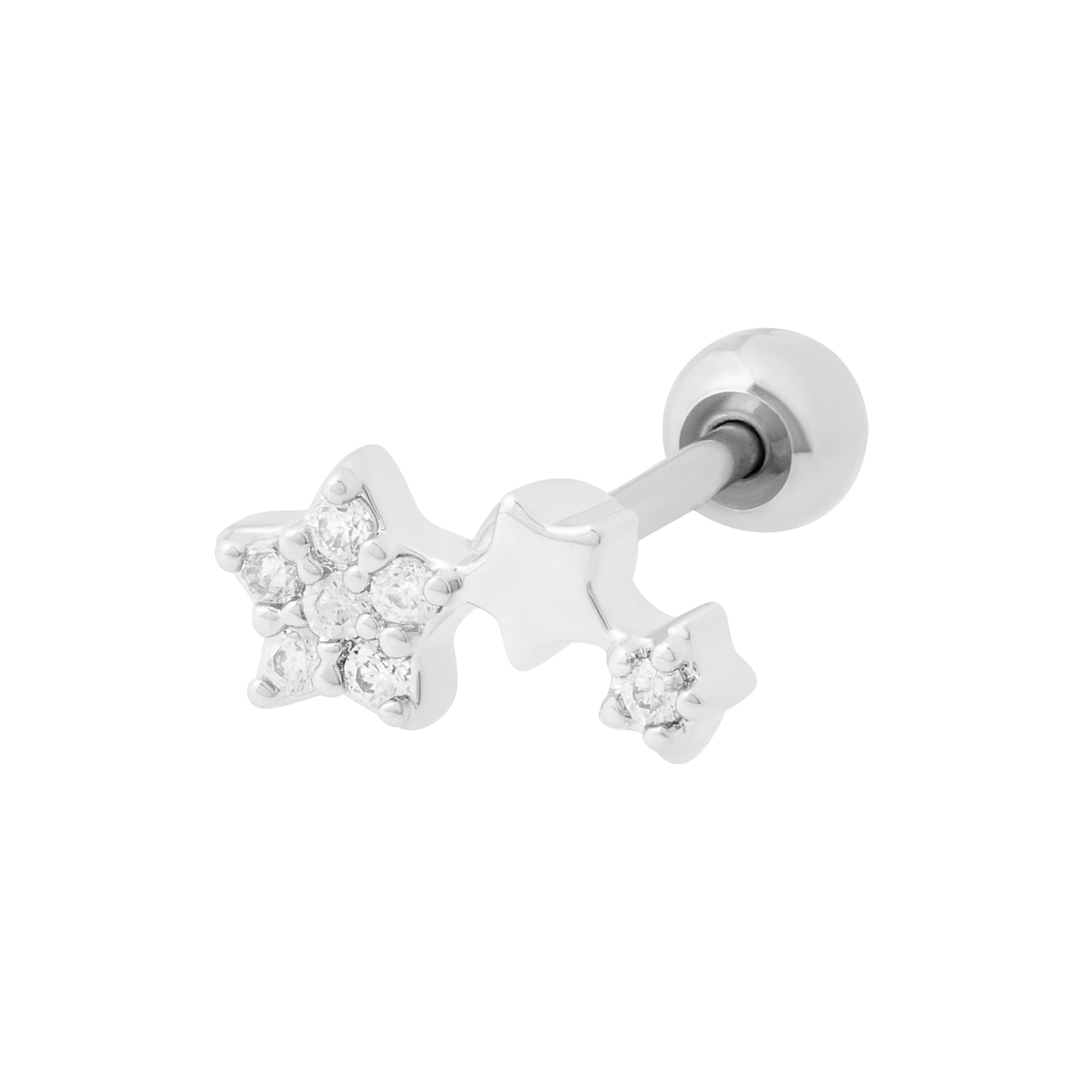 Twinkling Star Barbell Stud in Silver