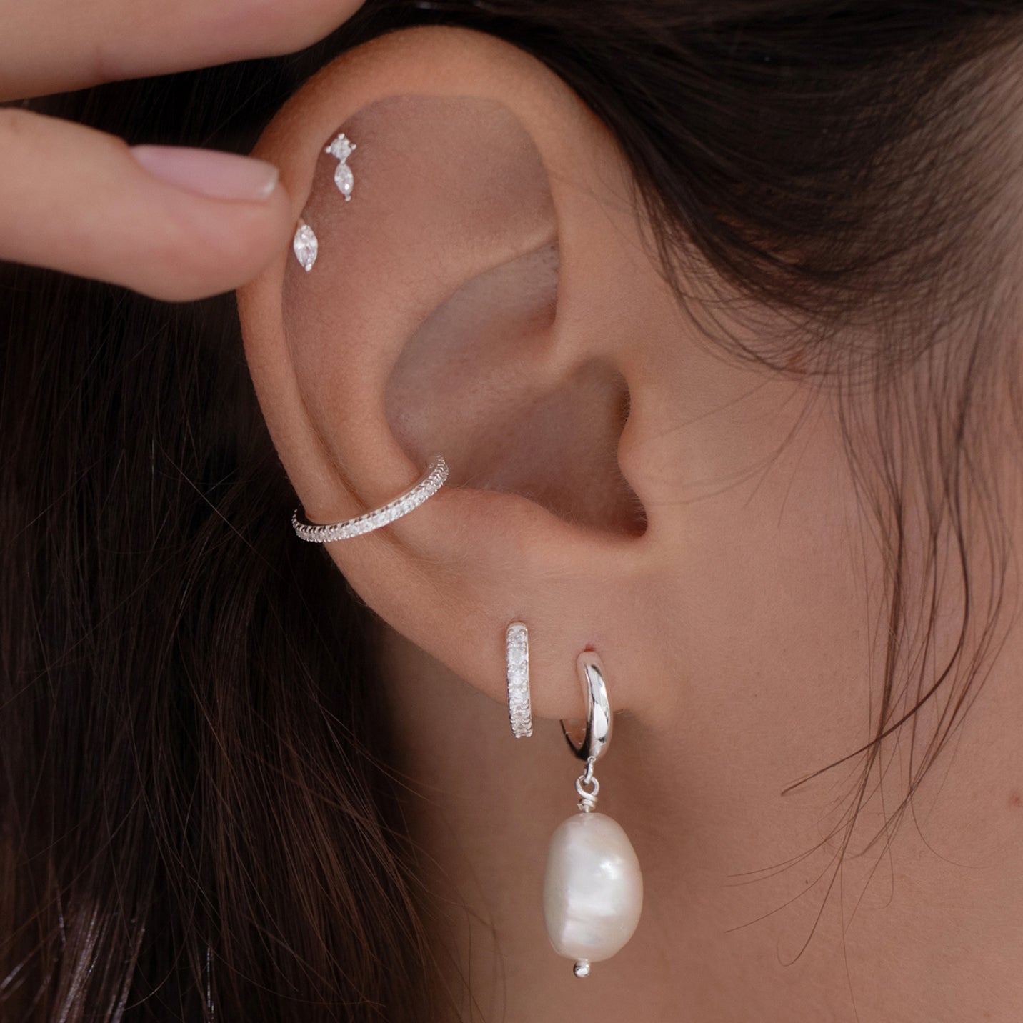 Marquise Drop Labret Stud 6mm - Silver