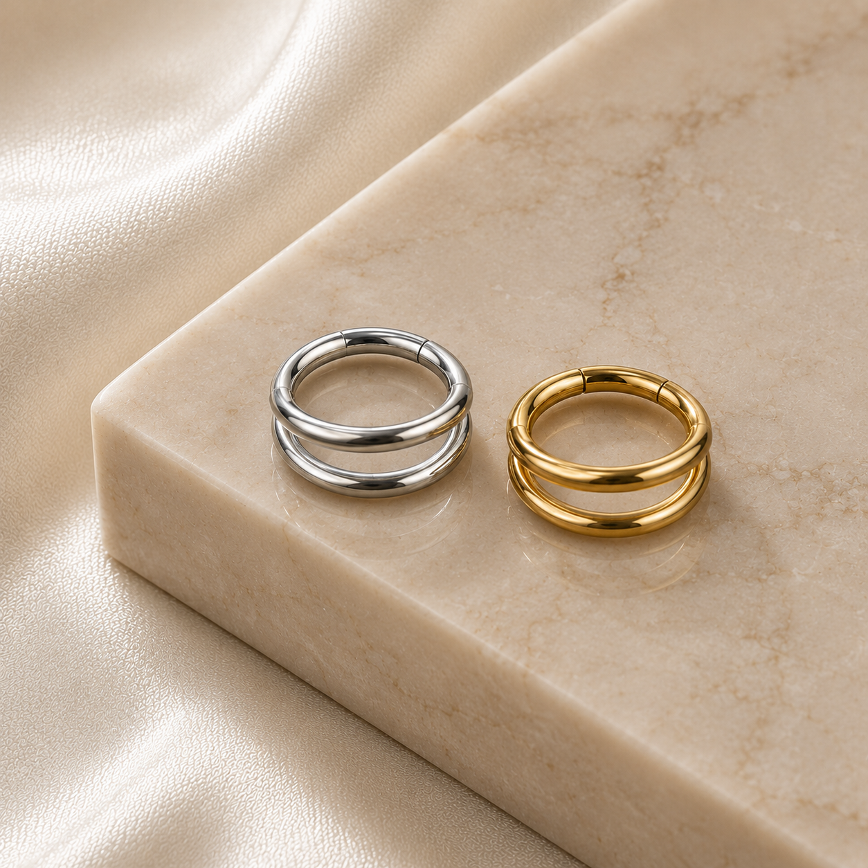 Double Illusion Clicker Hoop Gold - 8-10mm