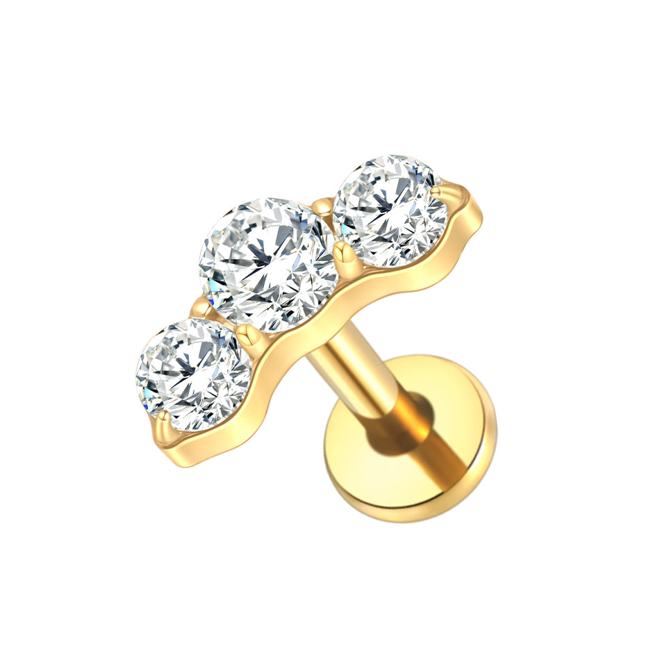 Sparkle Dot Flat Back Labret Stud Gold