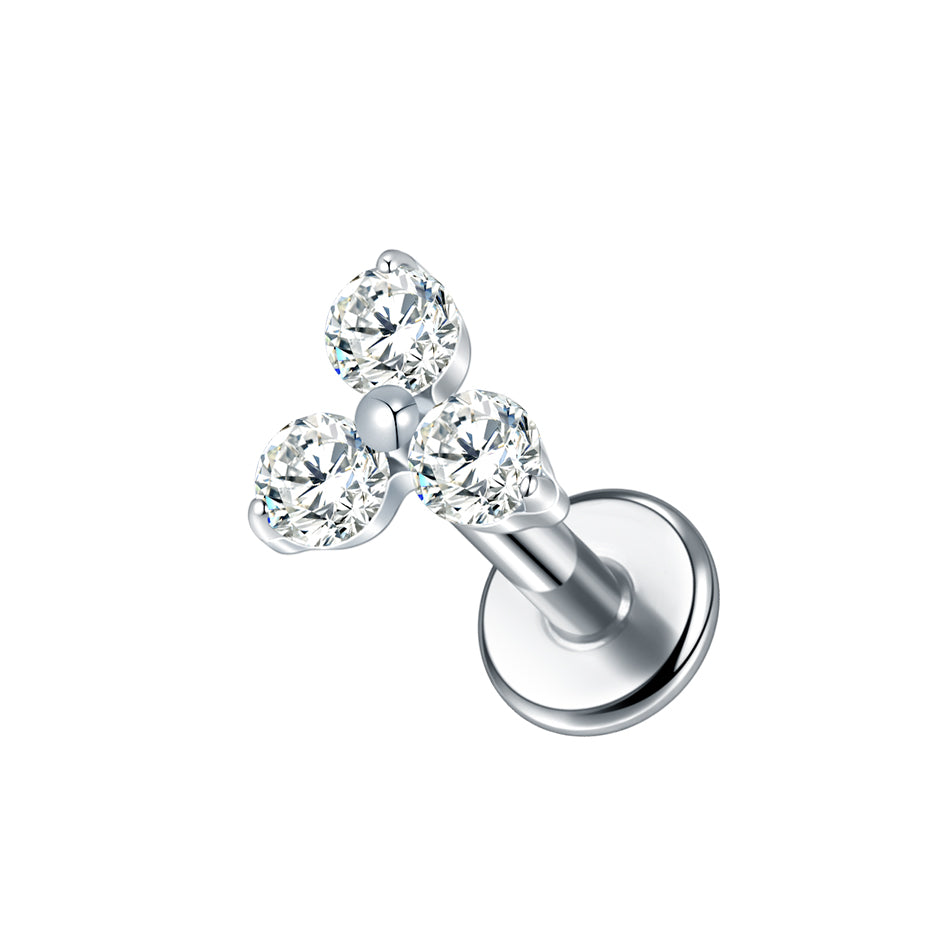 Trinity Flat Back Labret Stud Silver