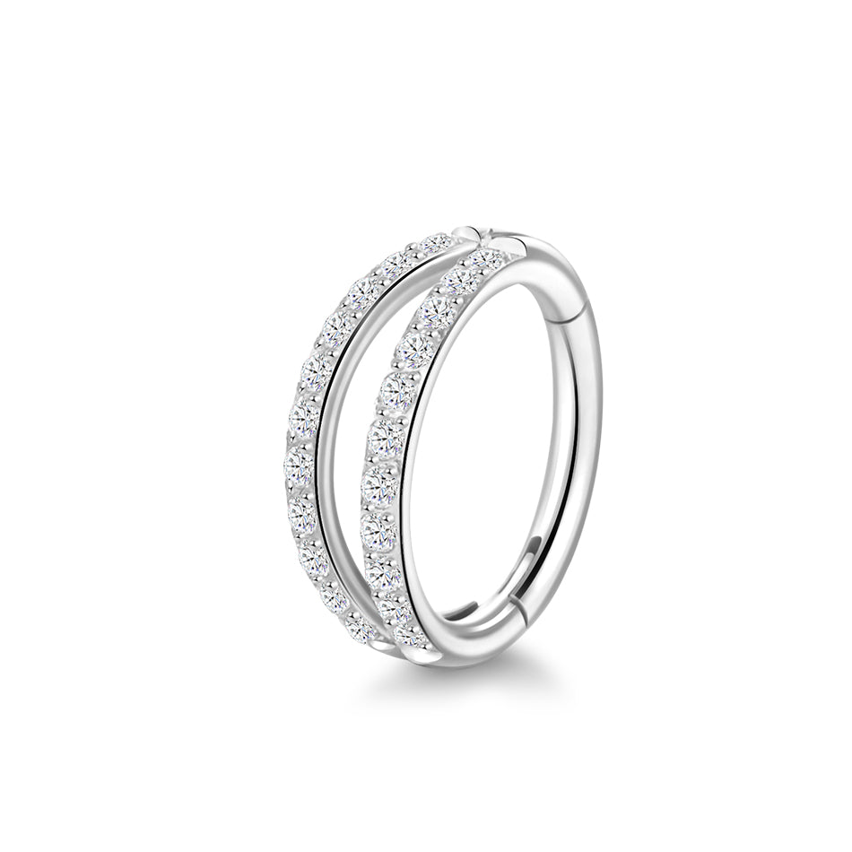 Double Illusion Clicker Hoop Silver - 8-10mm