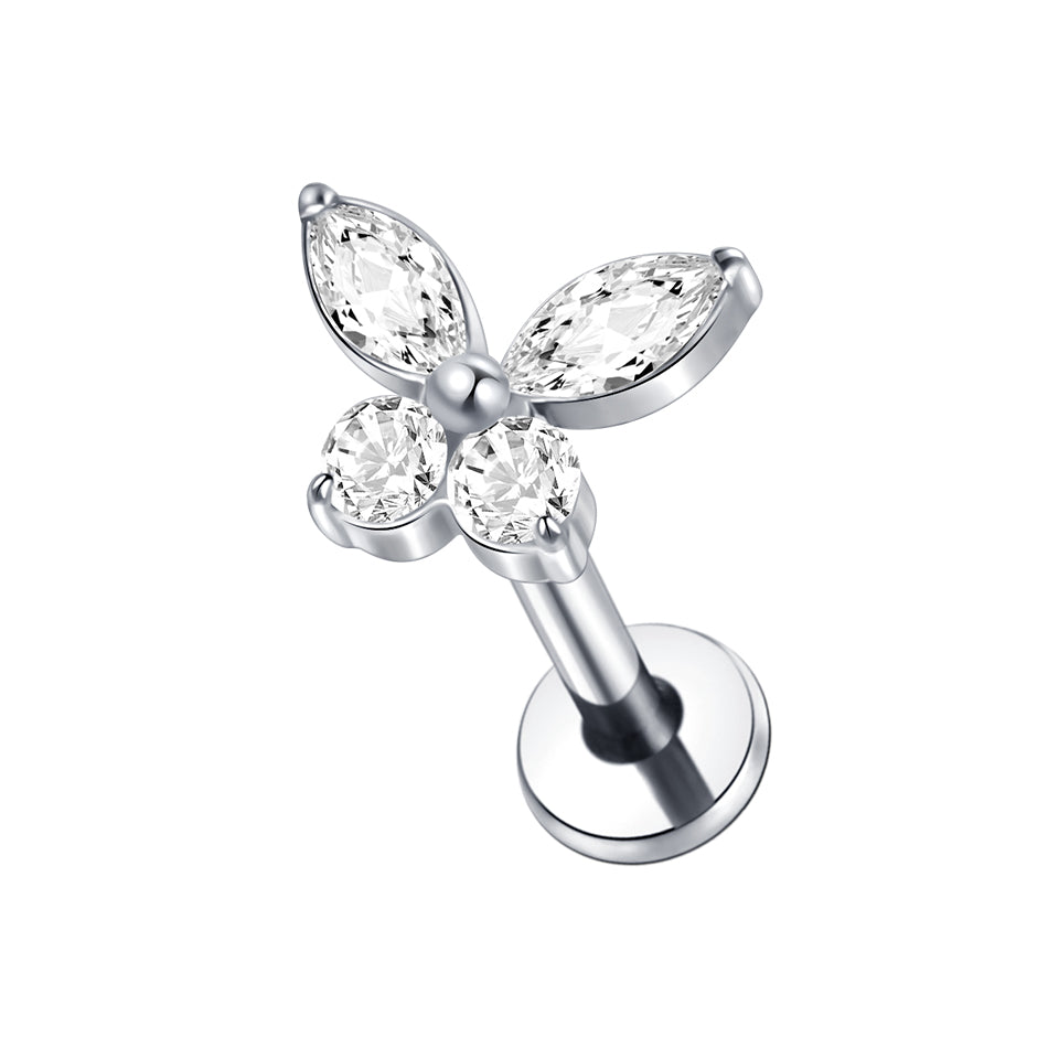 Butterfly Flat Back Labret Stud Silver