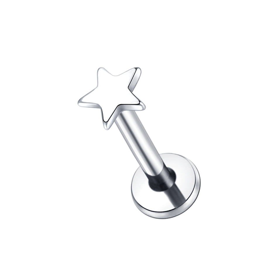 Star Flat Back Labret Stud Silver