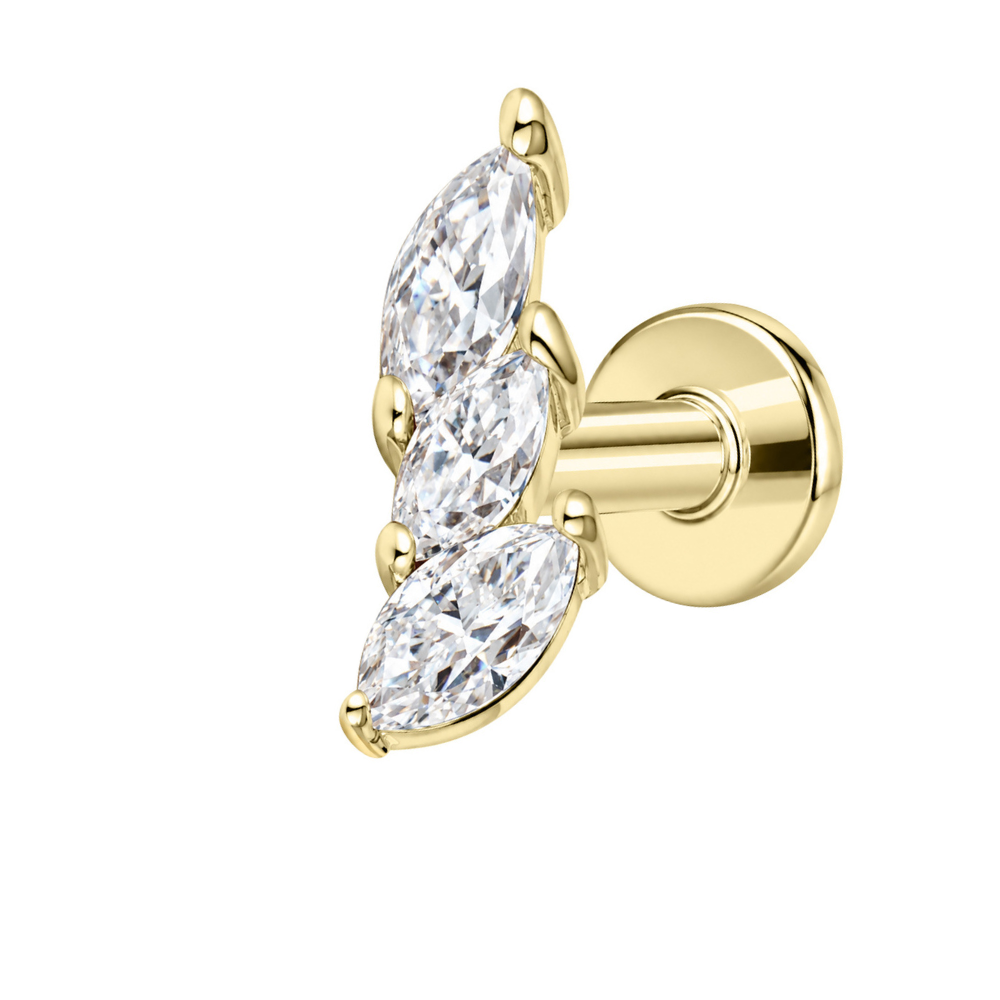 14K Solid Gold Leaf Flat Back Stud