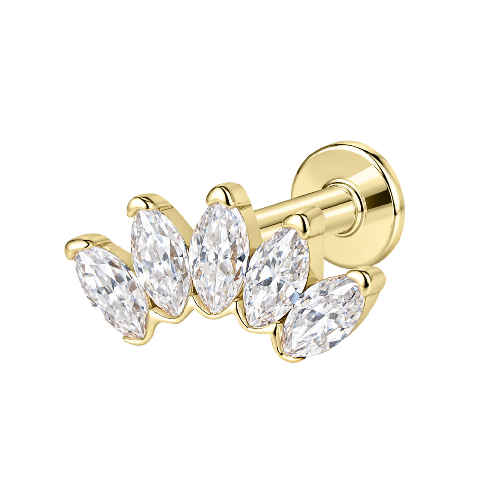14K Solid Gold Lotus Flat Back Stud