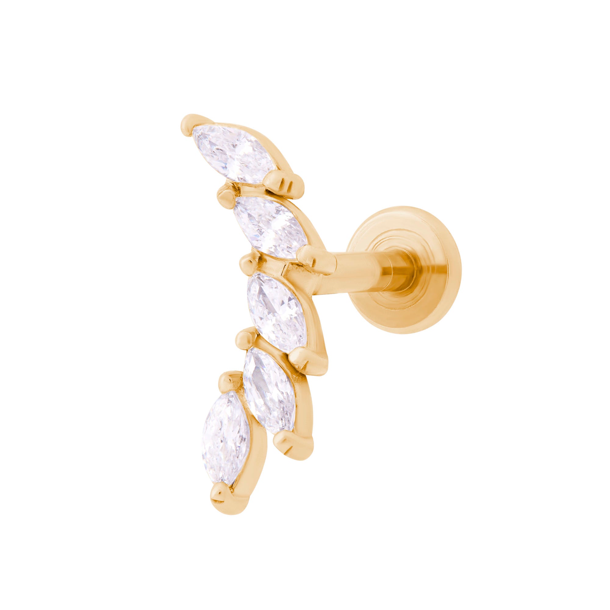 Floral Climber Labret Stud 6mm - Gold