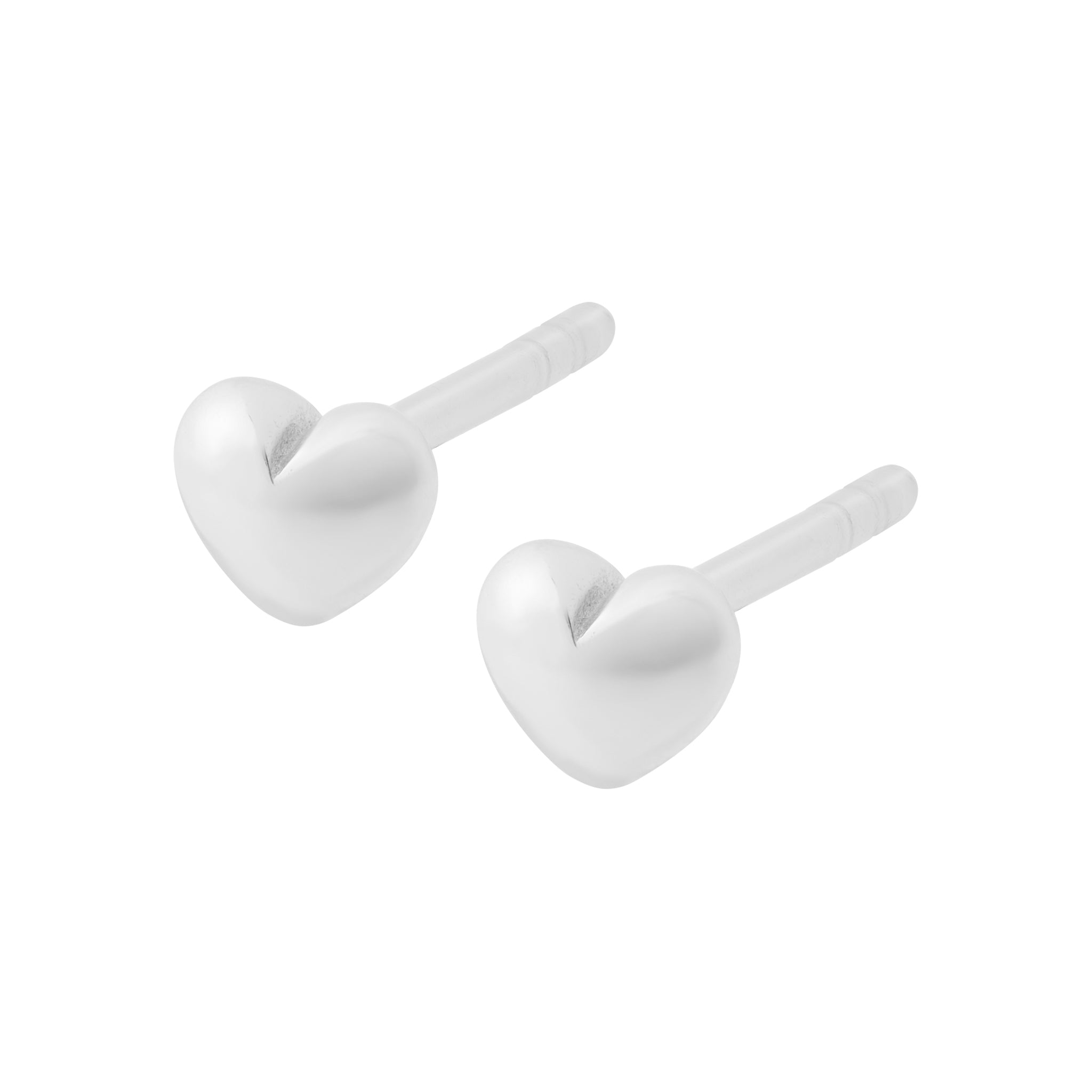 Puffed Heart Studs - Silver