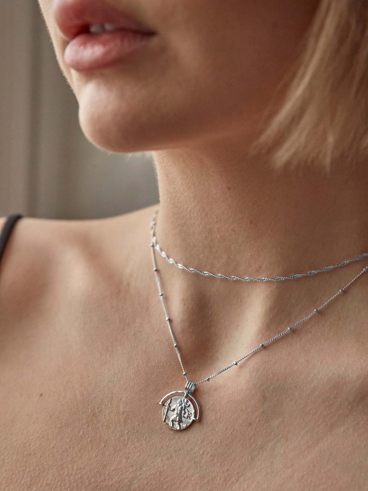 St Christopher Pendant Necklace Silver