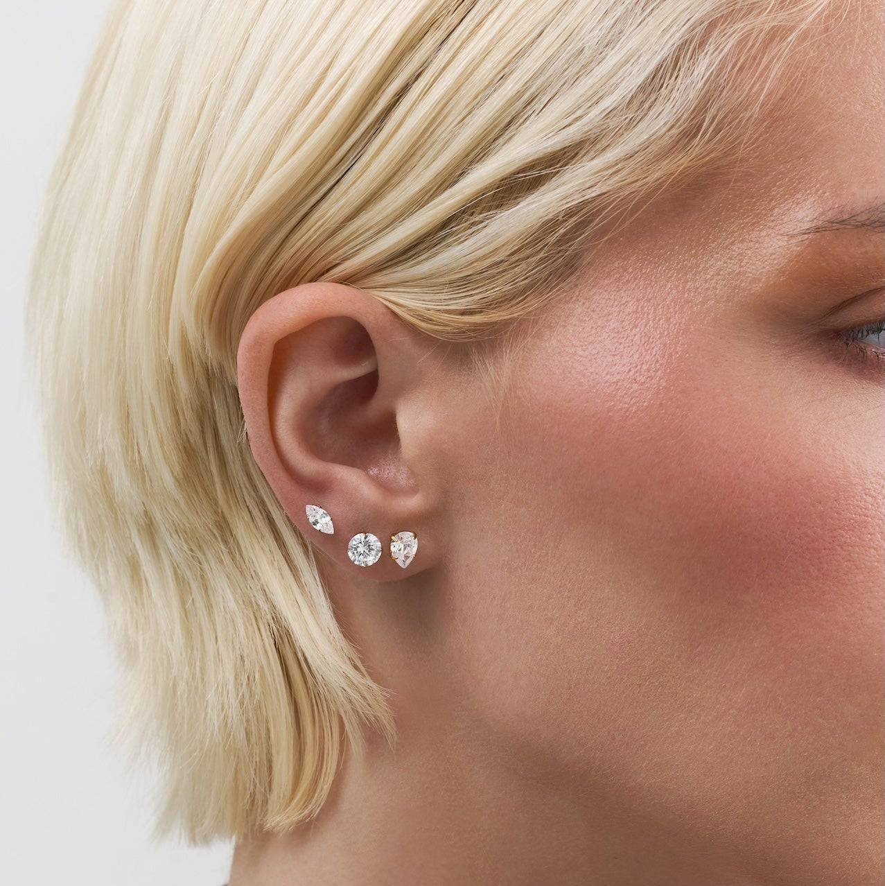 Air Set Crystal Flat Back Labret Gold