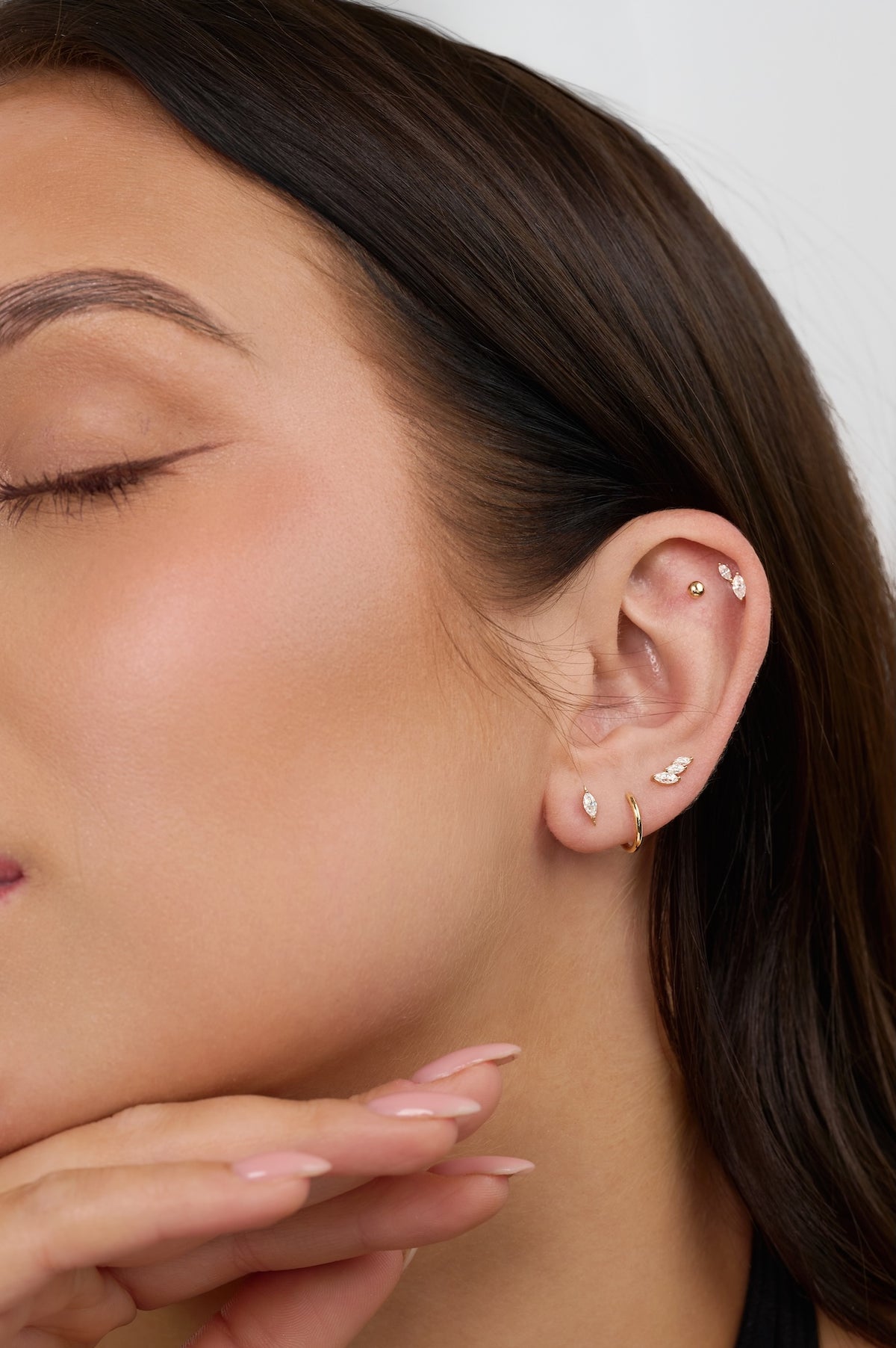 14K Solid Gold Ball Flat Back Stud