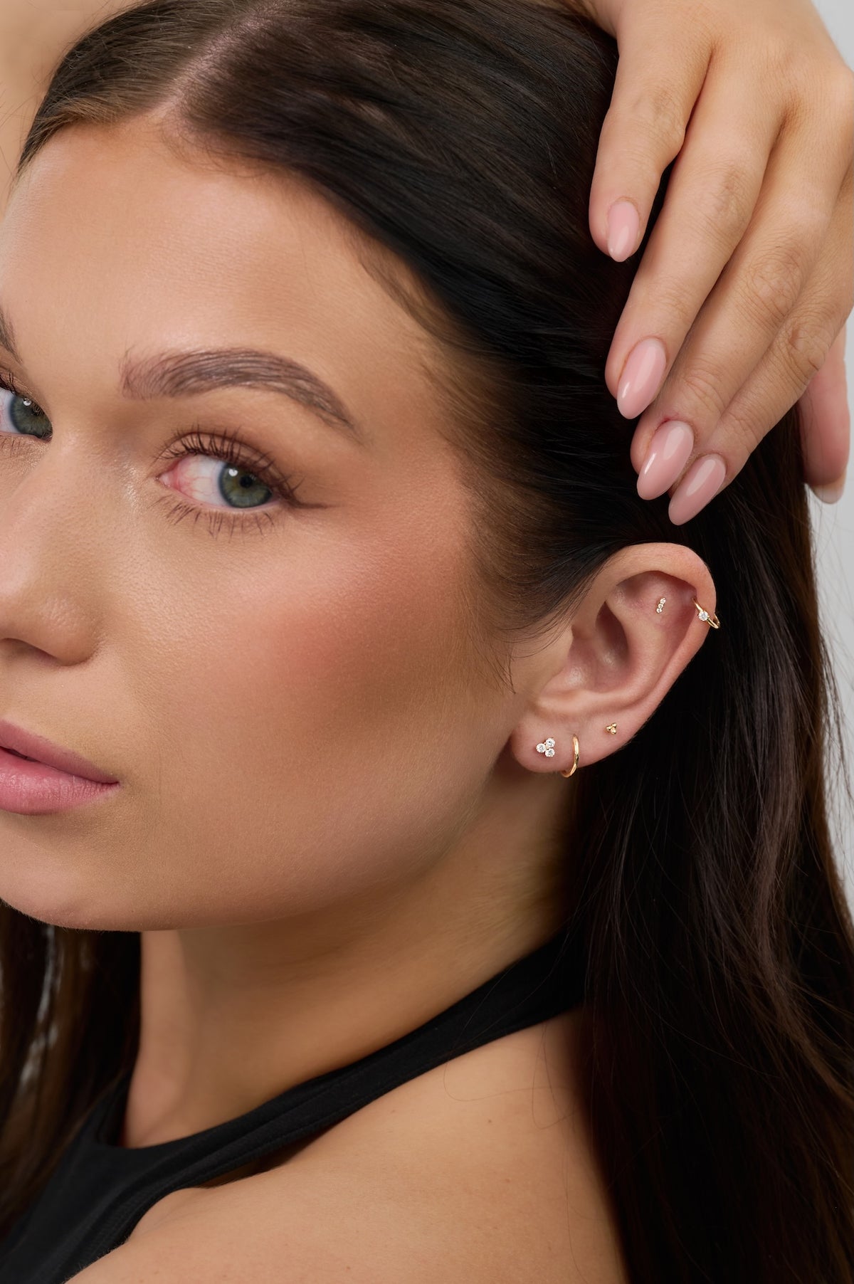 14K Solid Gold Solitaire Cartilage Hoop