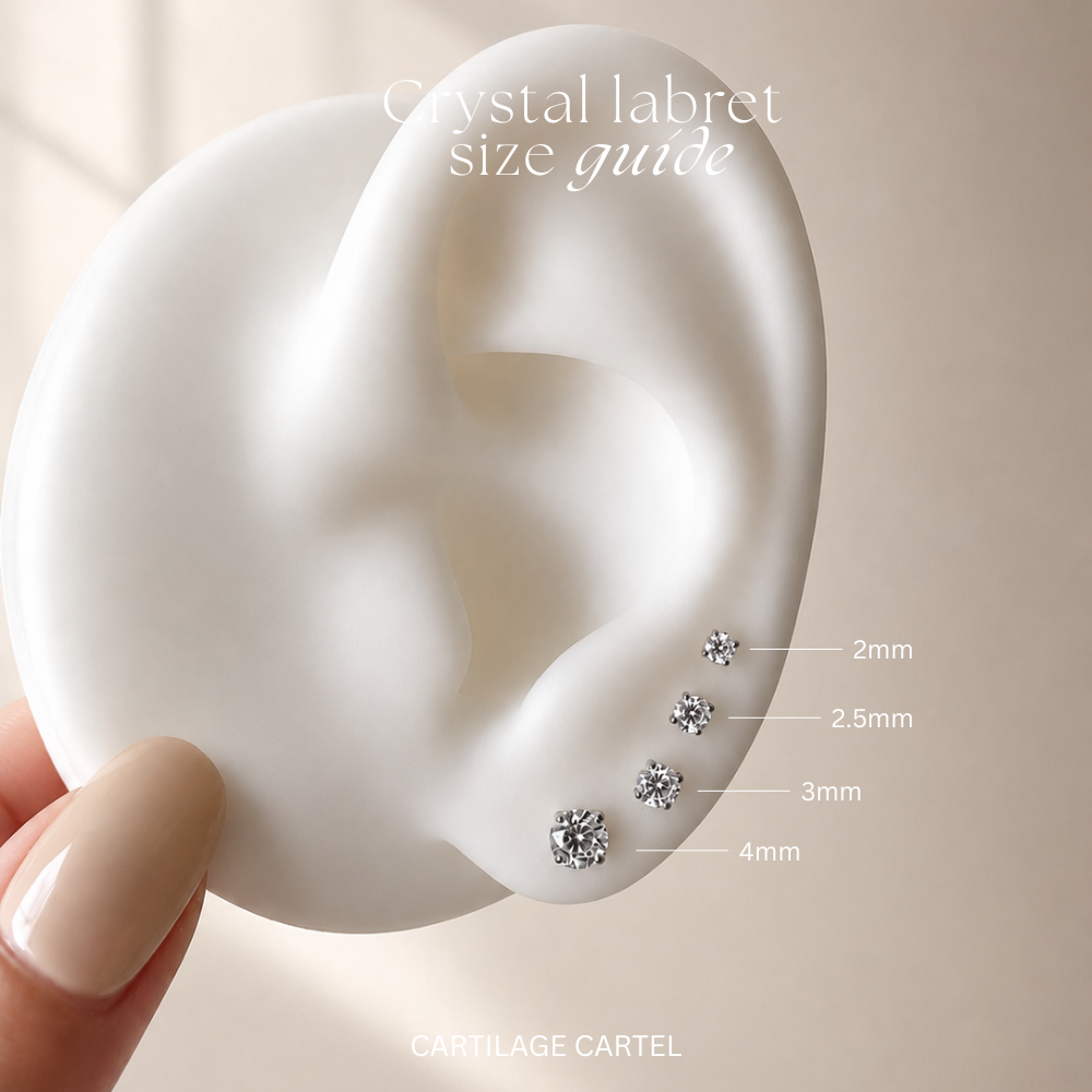 Crystal Labret Flat Back Stud Gold - 6mm