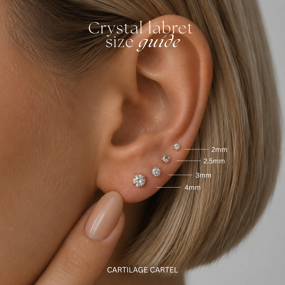 Crystal Labret Flat Back Stud Gold - 6mm