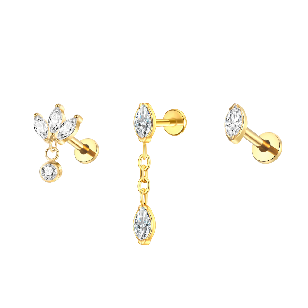 Marquise Drip Stacking Set Gold
