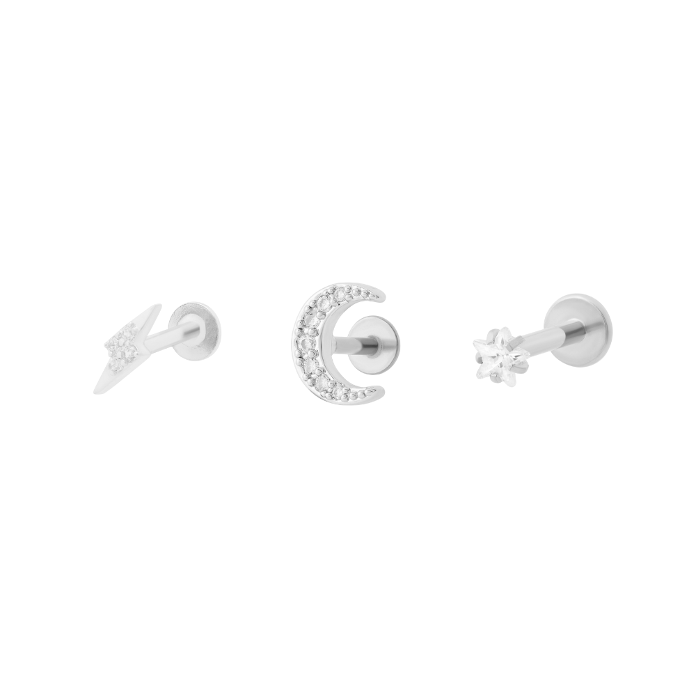 Celestial Flat Back Stacking Set - Silver