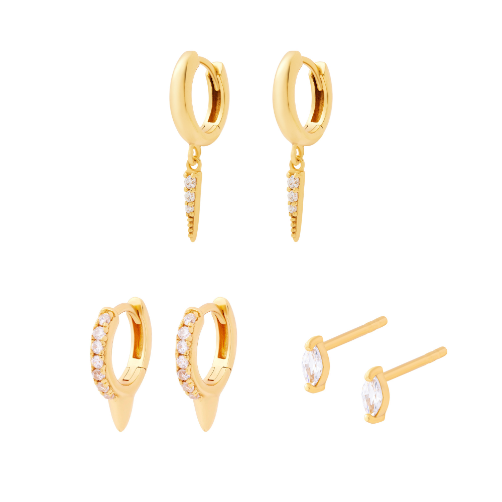 Pavè Dagger Stacking Set Gold