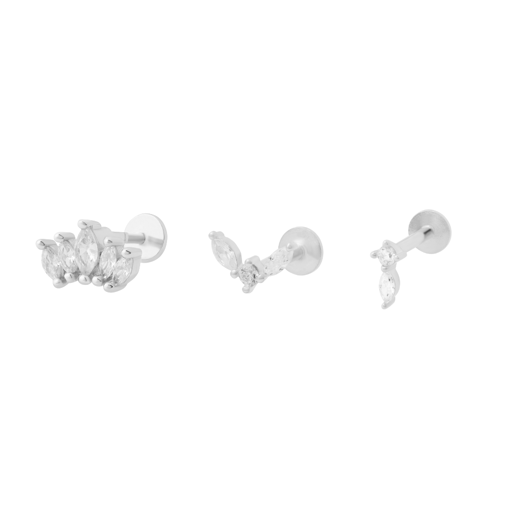 Marquise Flat Back Stacking Set - Silver