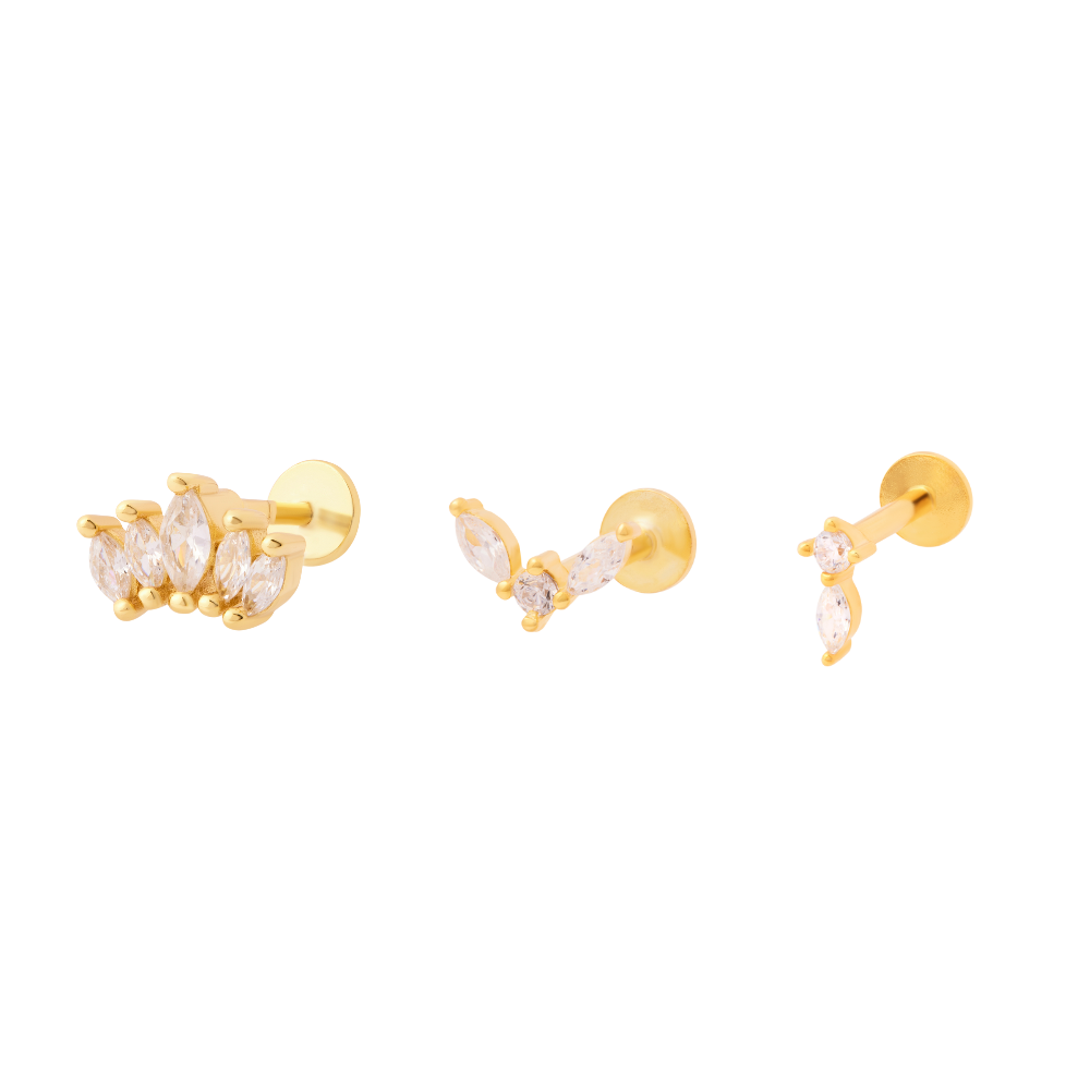 Marquise Flat Back Stacking Set - Gold