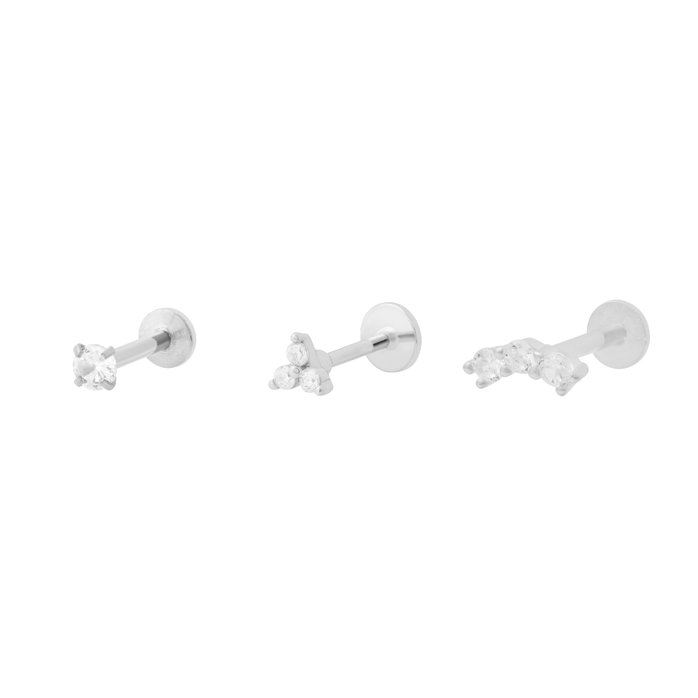 Dainty Sparkle Flat Back Stacking Set - Silver