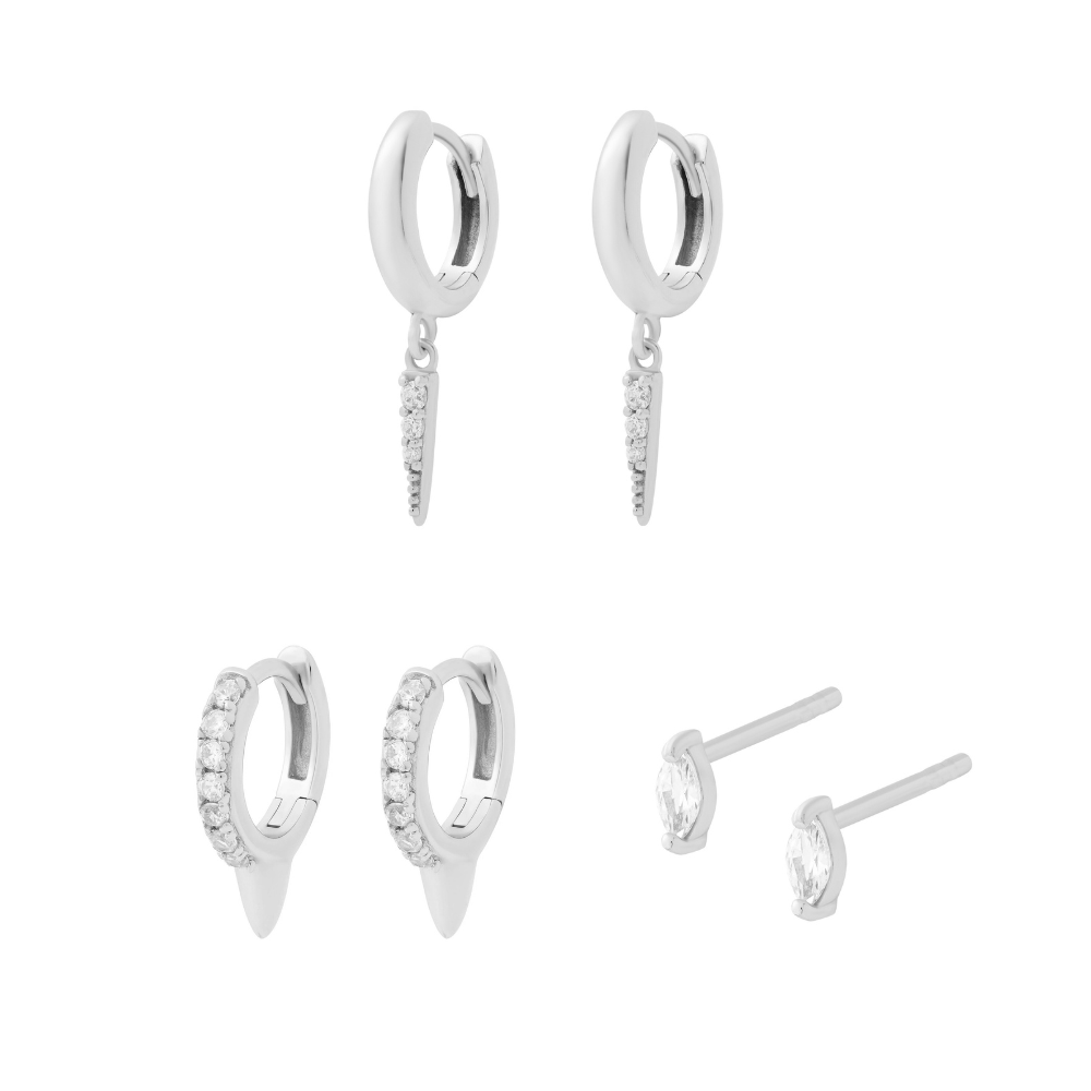 Pavè Dagger Stacking Set Silver