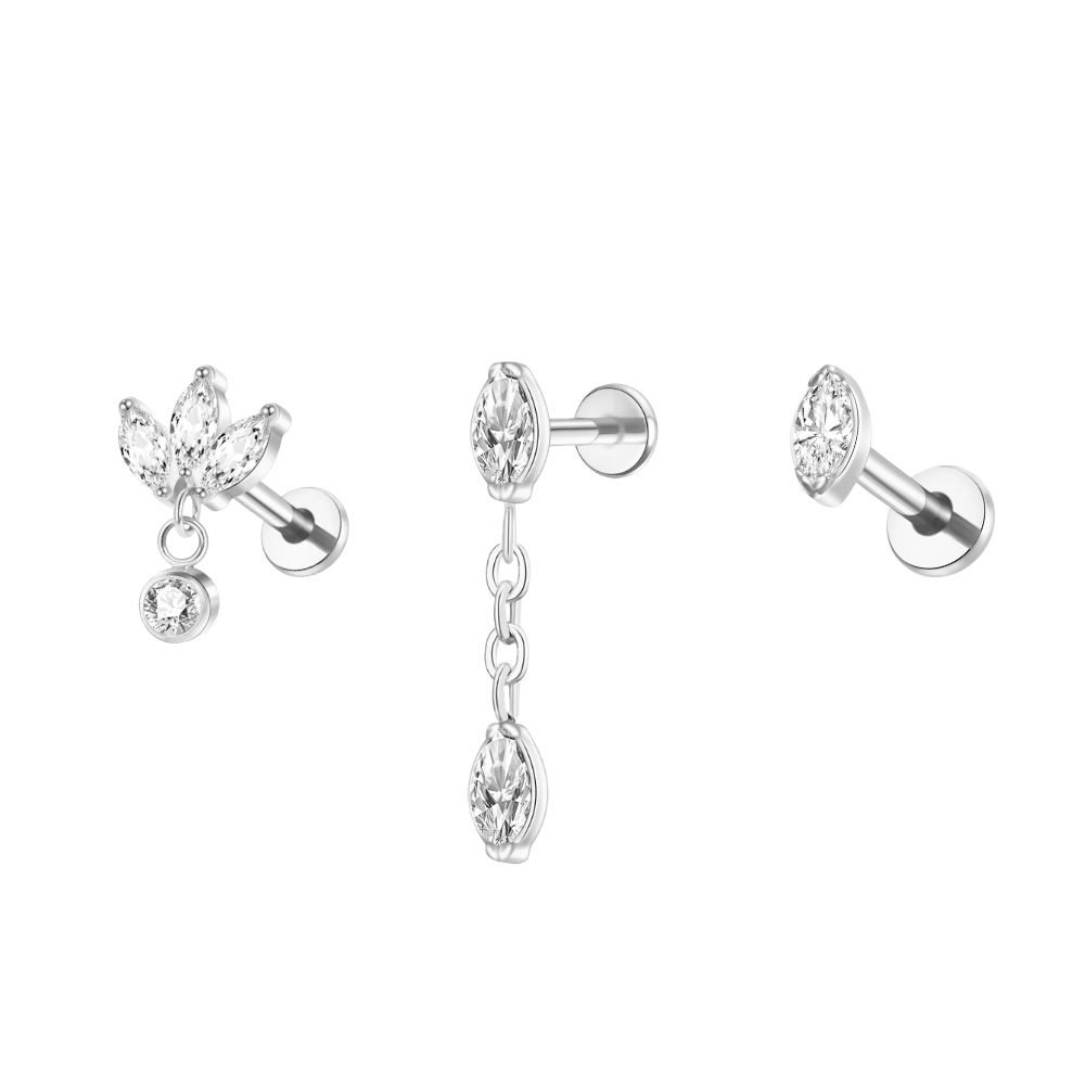 Marquise Drip Stacking Set Silver