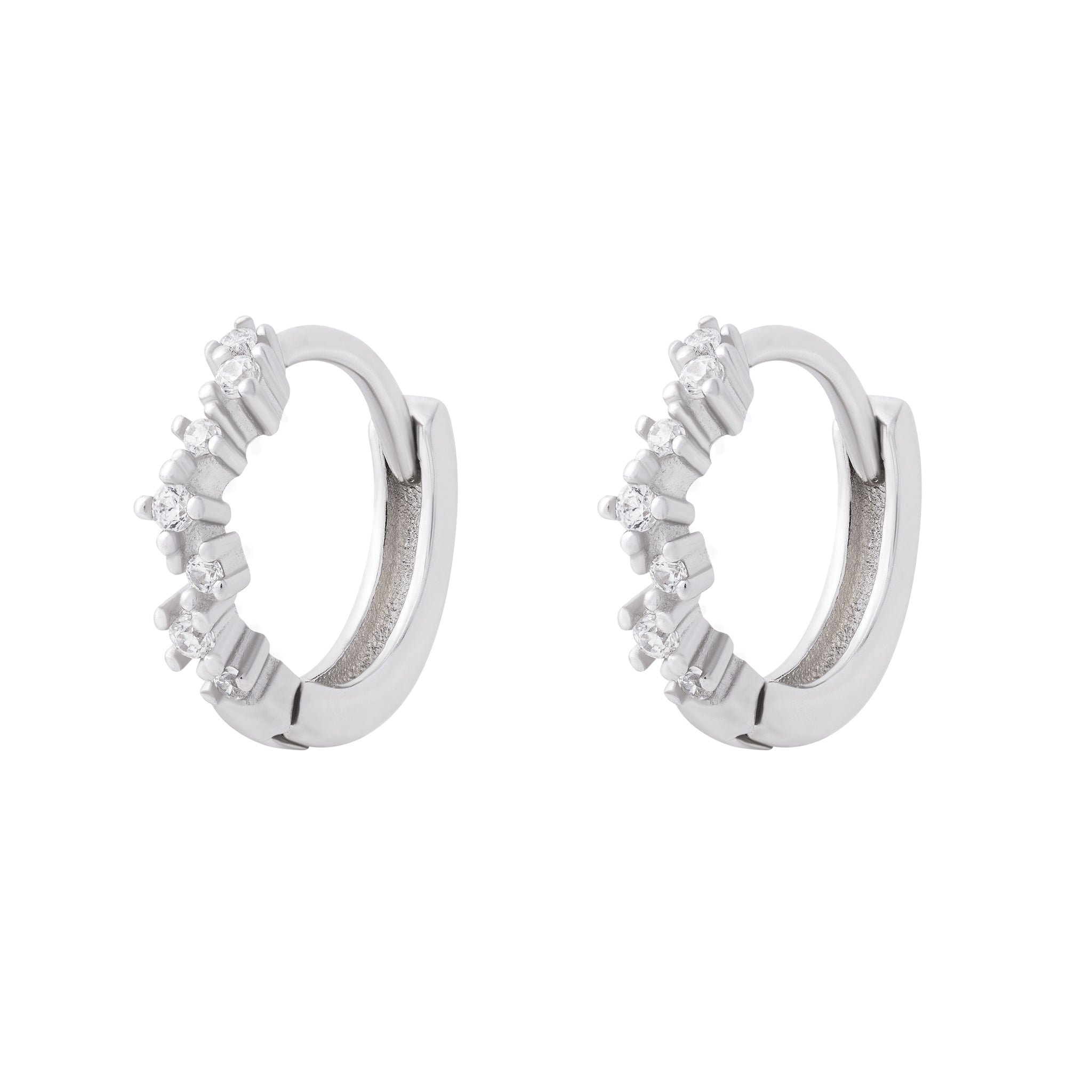 Cluster Huggie Hoops Silver