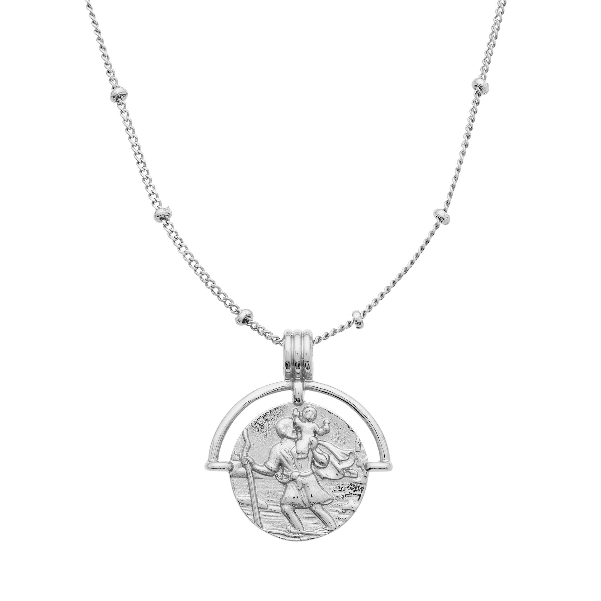 St Christopher Pendant Necklace Silver