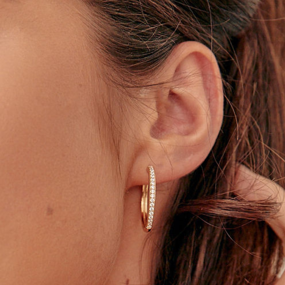 Midi Sparkle Hoop Earrings Gold