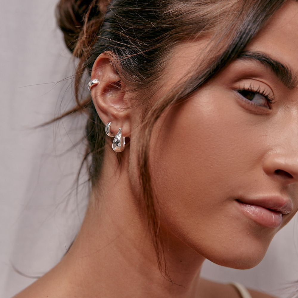 Celestial Dome Hoops Silver