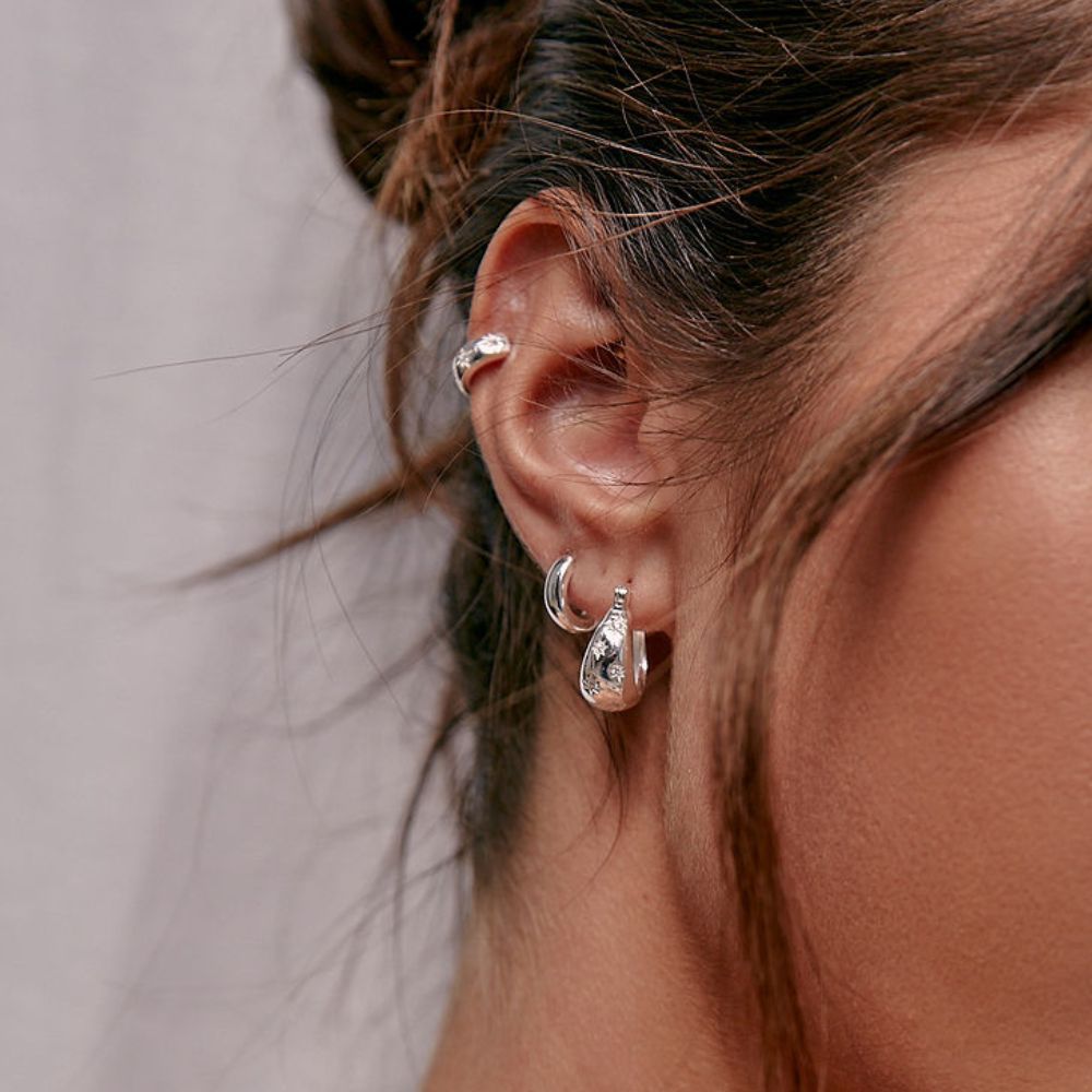 Celestial Dome Hoops Silver