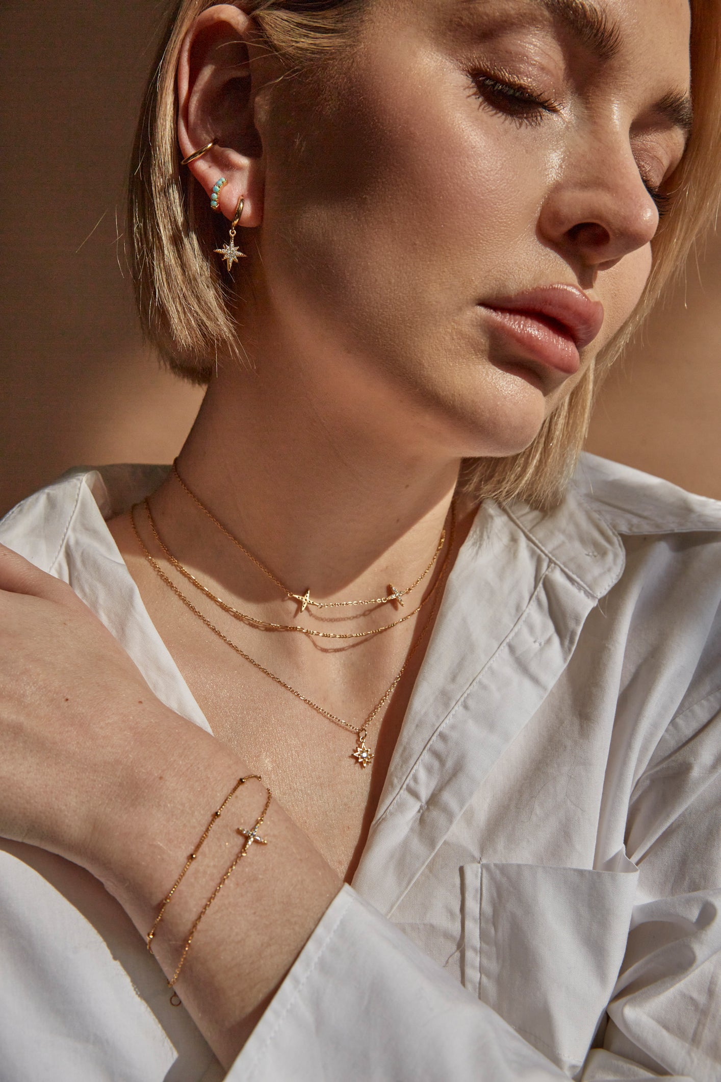 North Star Choker Necklace Gold