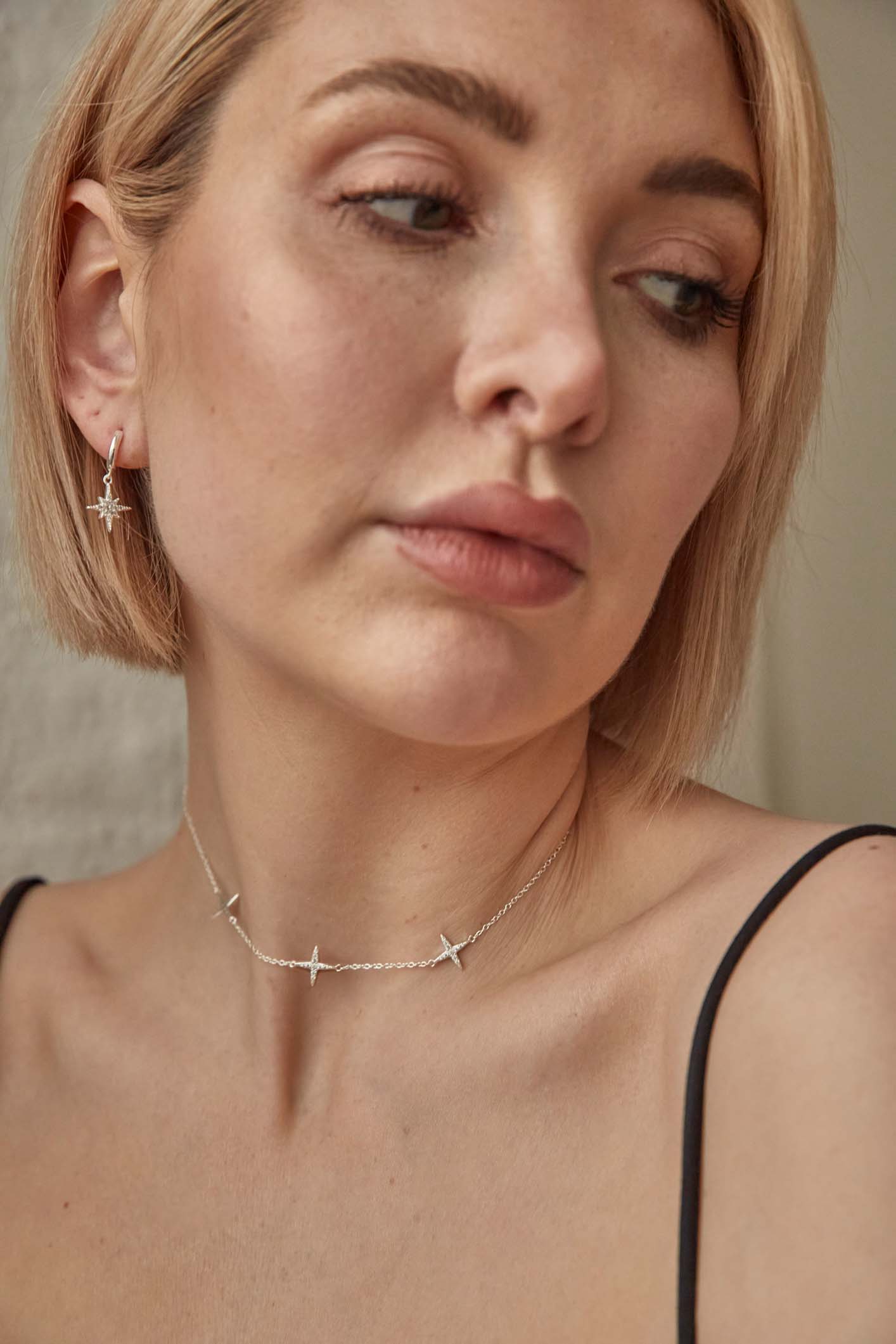 North Star Choker Necklace Silver