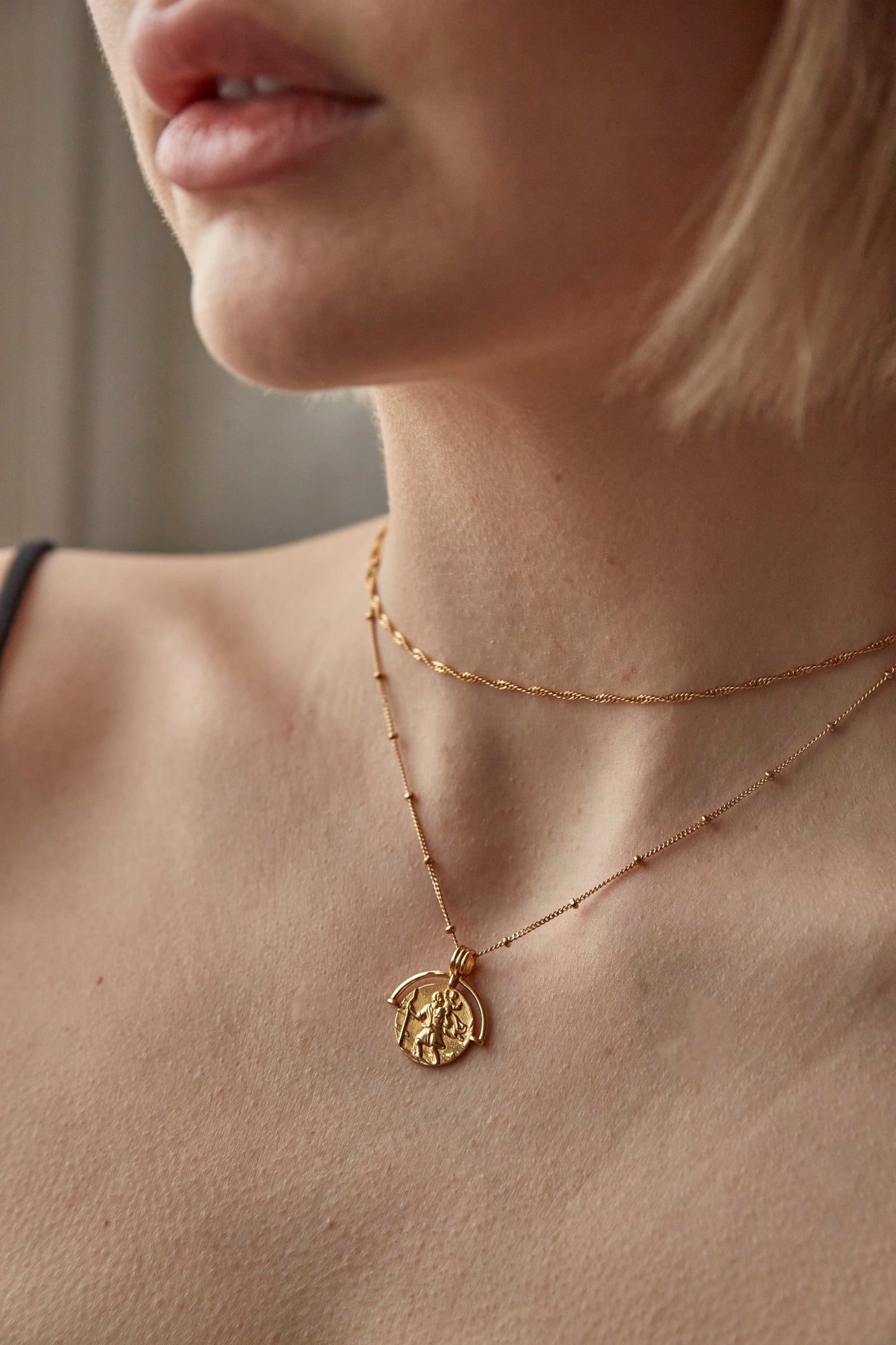 St Christopher Pendant Necklace Gold