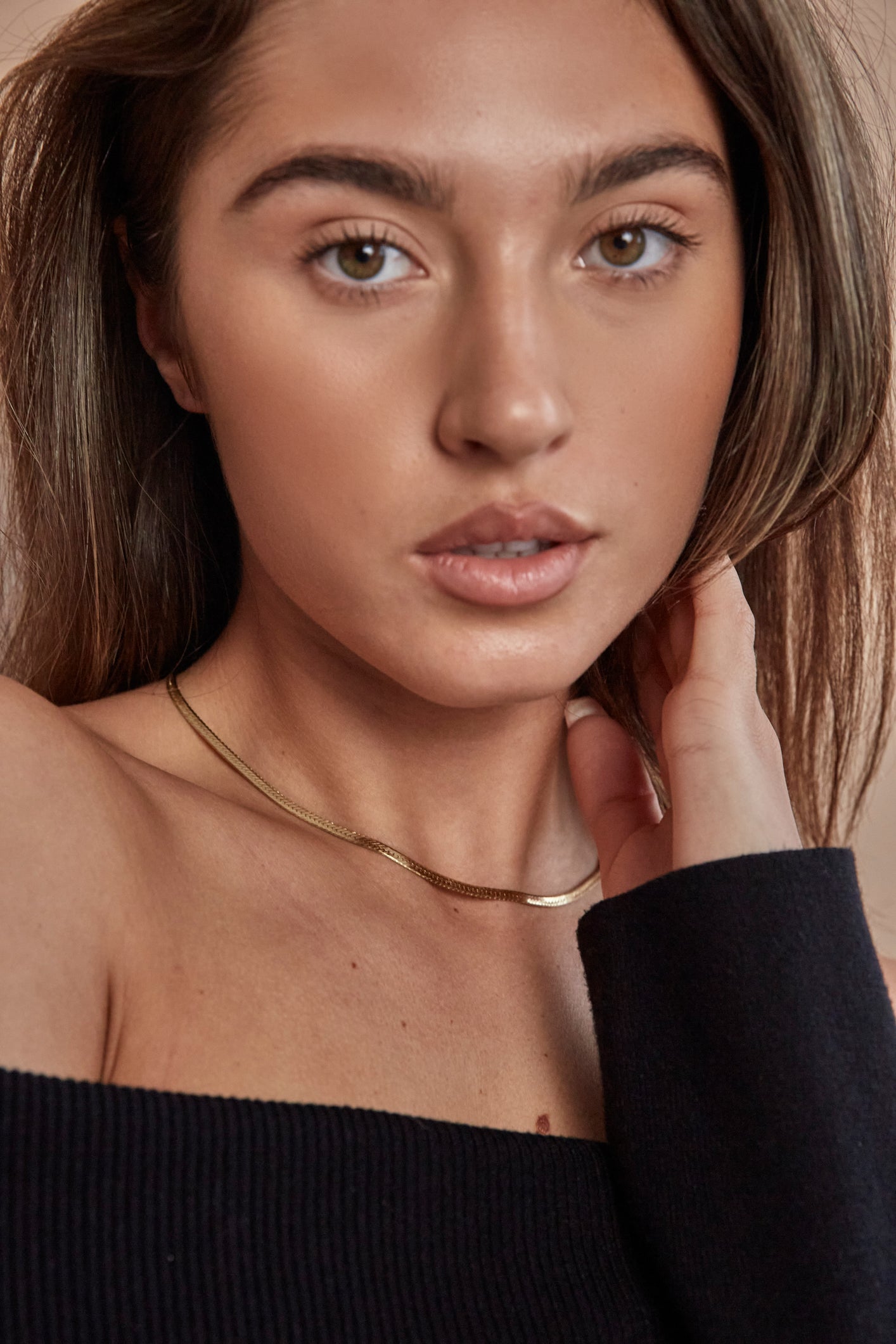 Herringbone Chain Necklace Gold