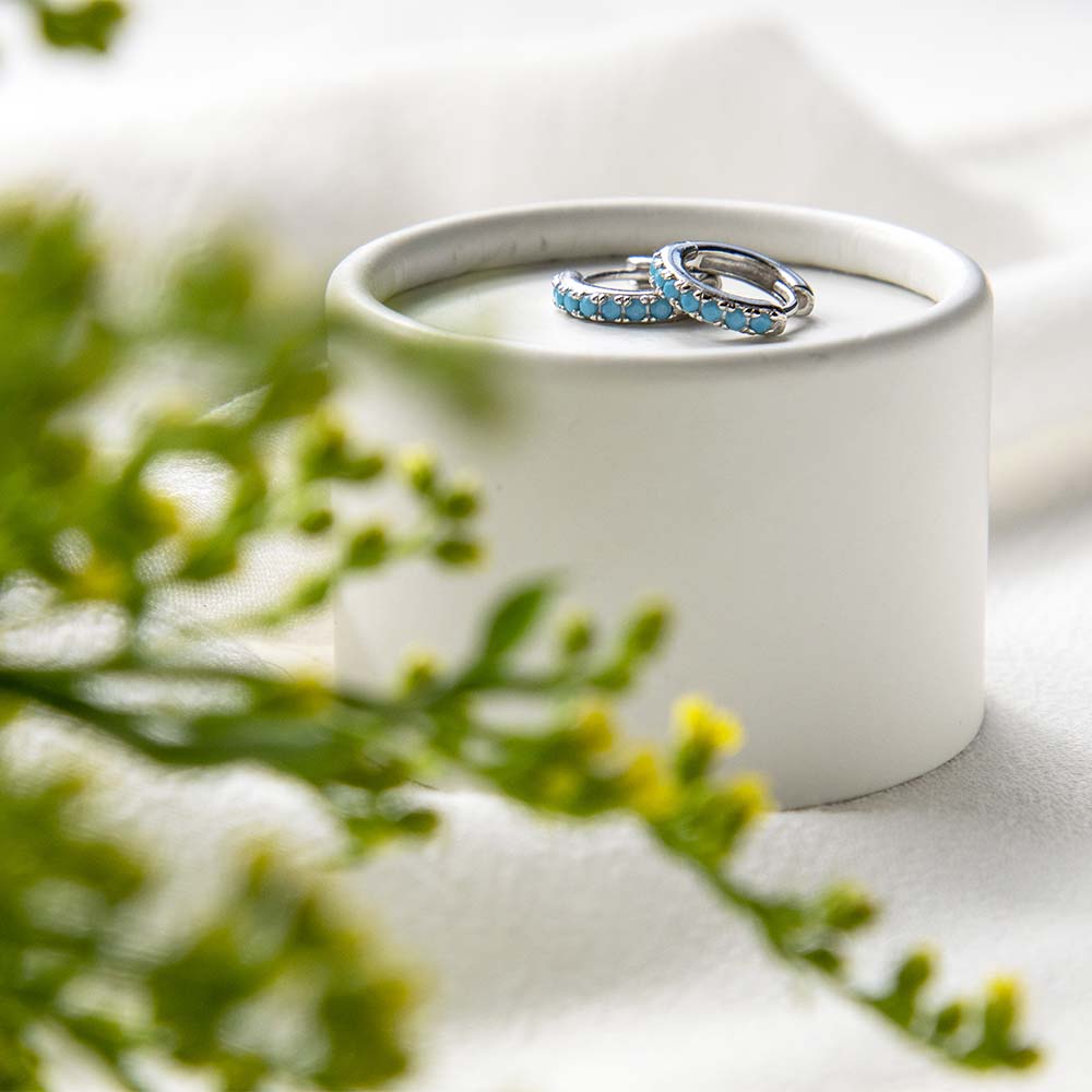 Adorned Huggies Silver & Turquoise